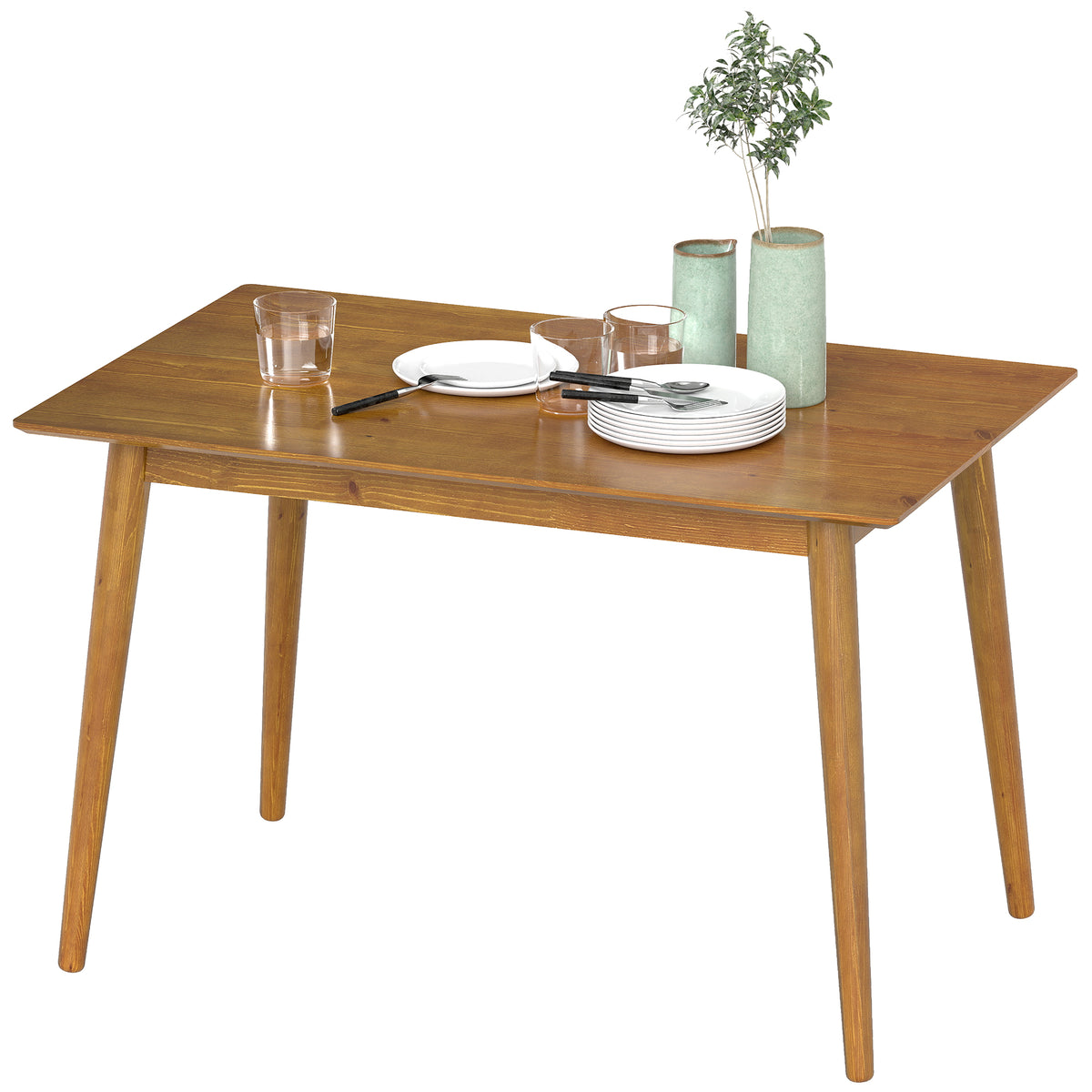 Dining Table for 4, Farmhouse Kitchen Table with Wooden Frame for Living Room, Dining Room, Brown