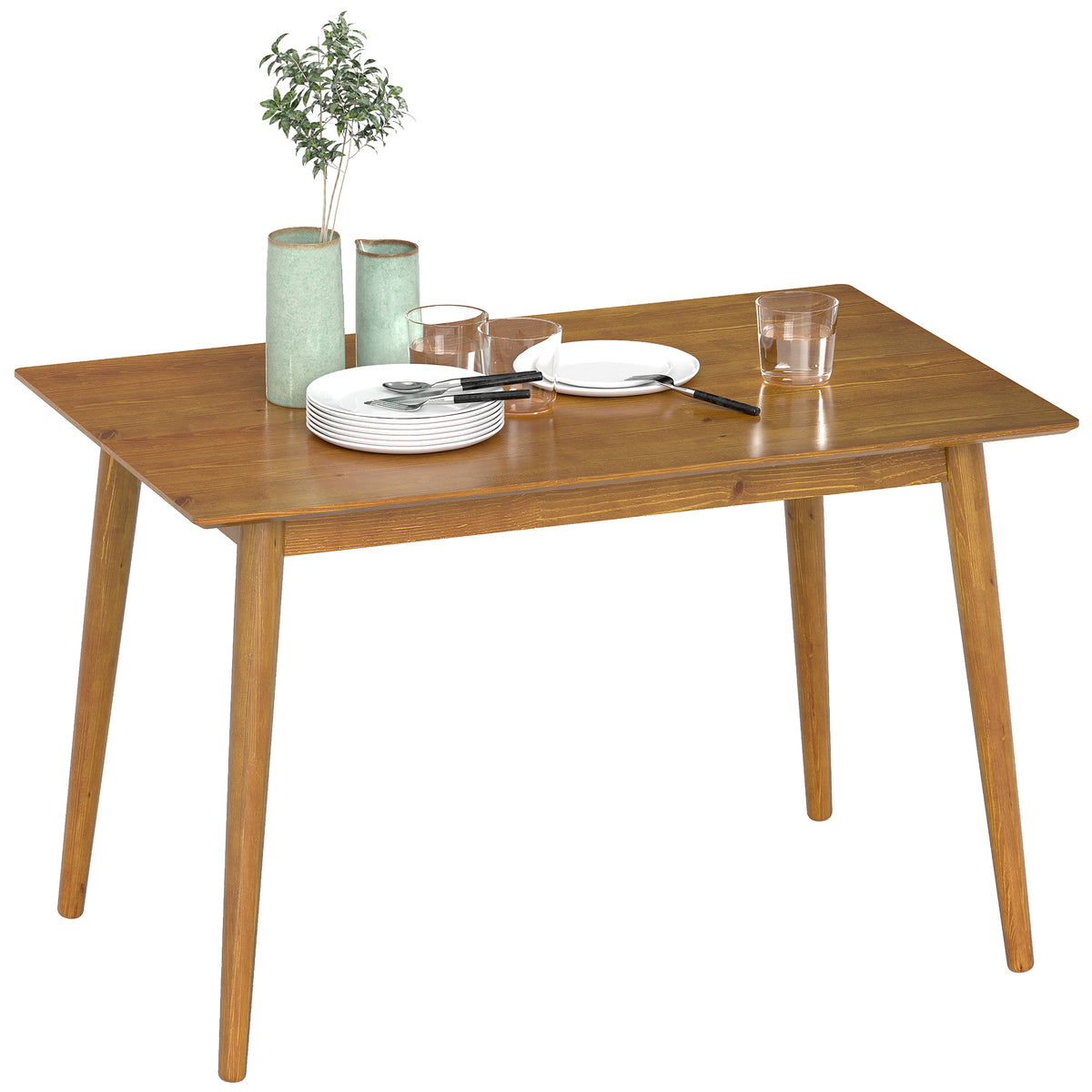 Dining Table for 4, Farmhouse Kitchen Table with Wooden Frame for Living Room, Dining Room, Brown