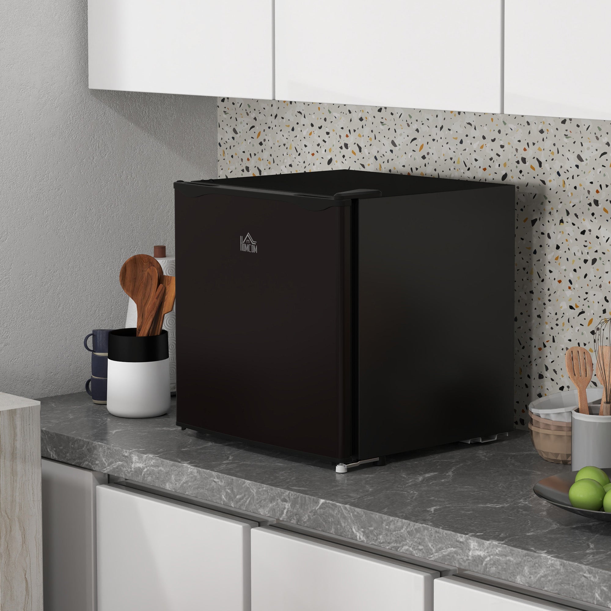 HOMCOM Tabletop Mini Freezer with 35 Litre Capacity, Small Freezer with Reversible Door, Adjustable Temperature and Removable Wire Shelf for Bedrooms, Home Office, Black