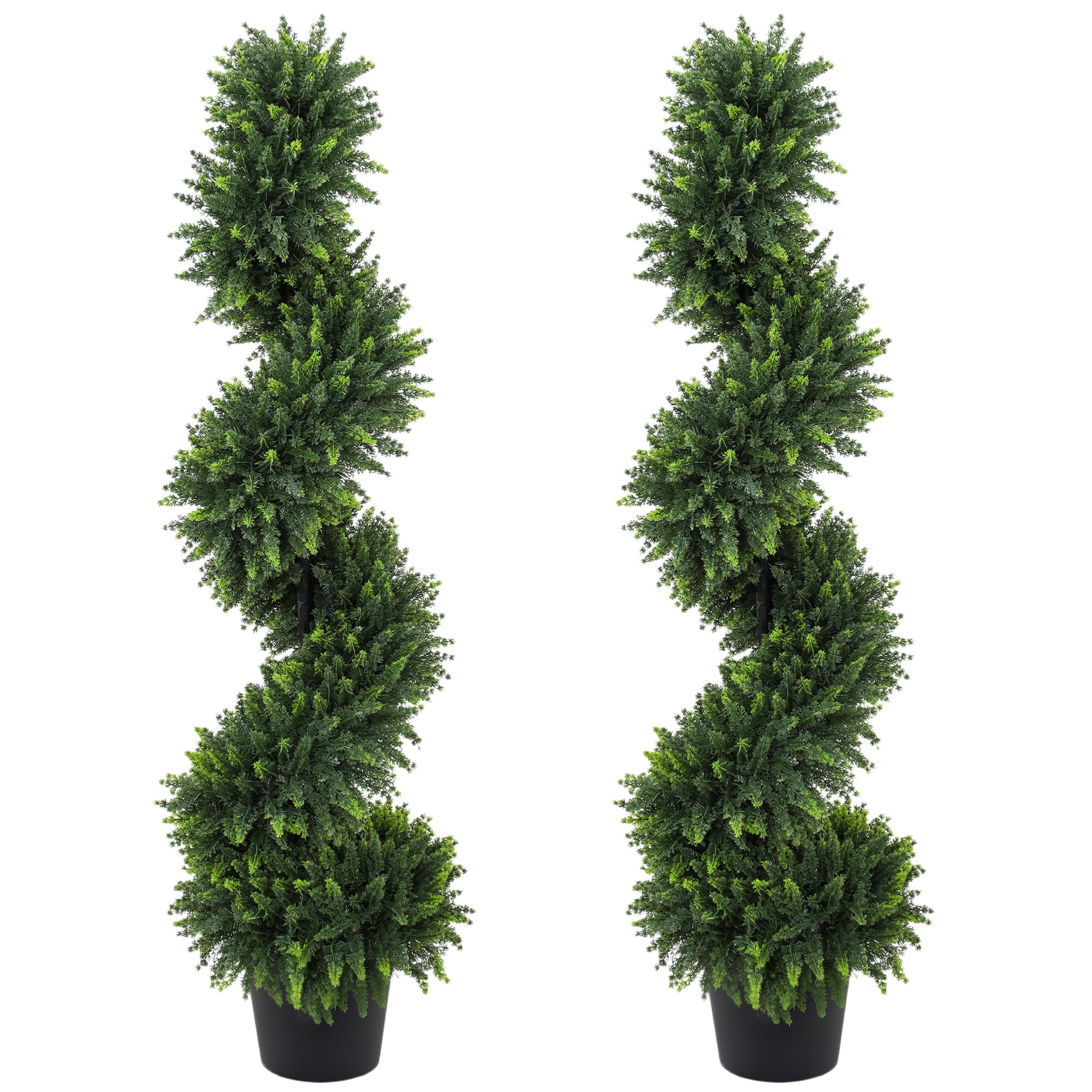Set of 2 Artificial Spiral Cypress Trees in Pot, 120 cm Tall Fake Plants with 700 Leaves, UV Protection, for Indoors Outdoors Room Office Patio Decor, Deep Green