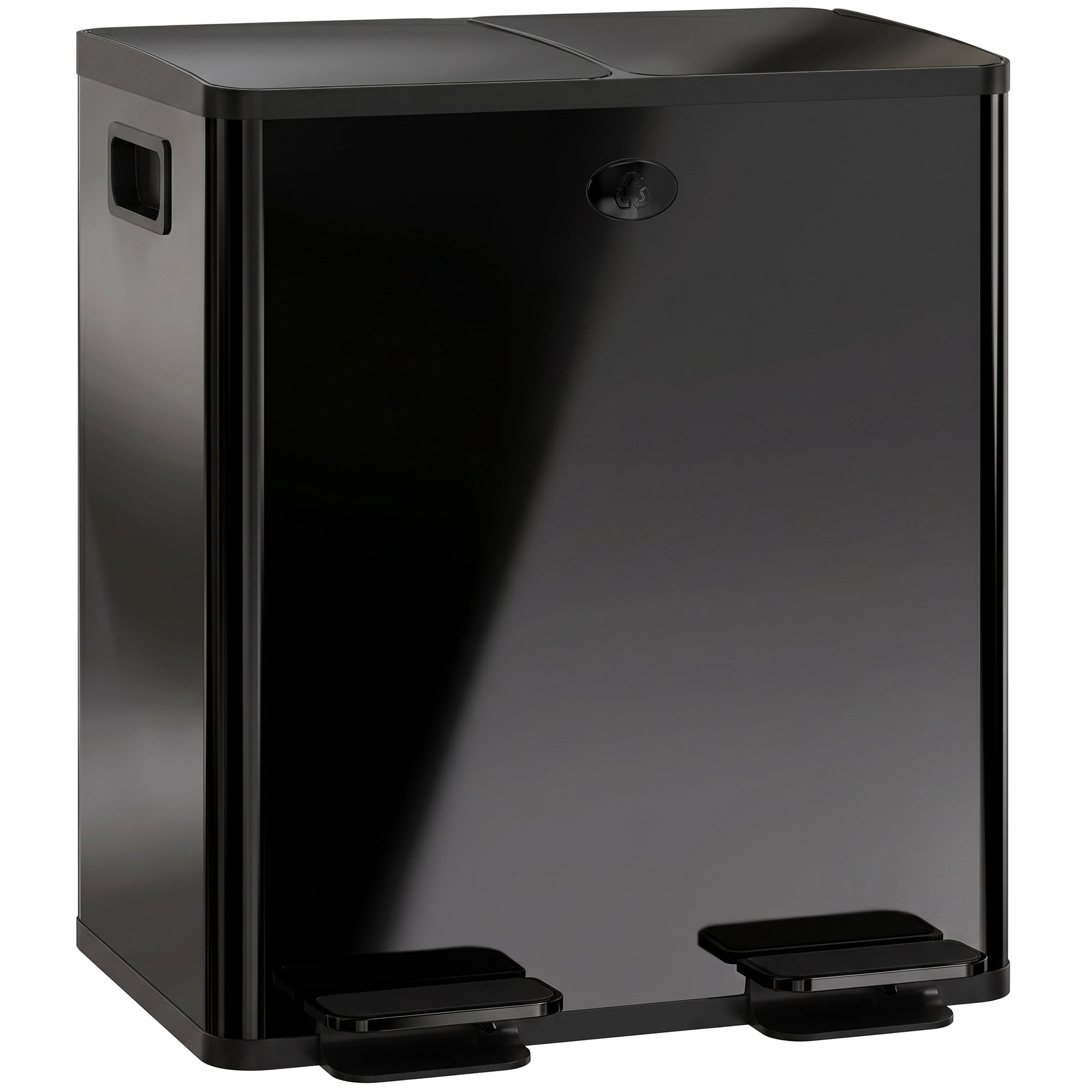 Trash Can, 2 x 5 Gallon Stainless Steel Garbage Can with Soft Close, Stay-Open Lid, Pedals, Inner Buckets and Deodorizer Compartment, Fingerprint-Proof, for Kitchen, Home Office, Black