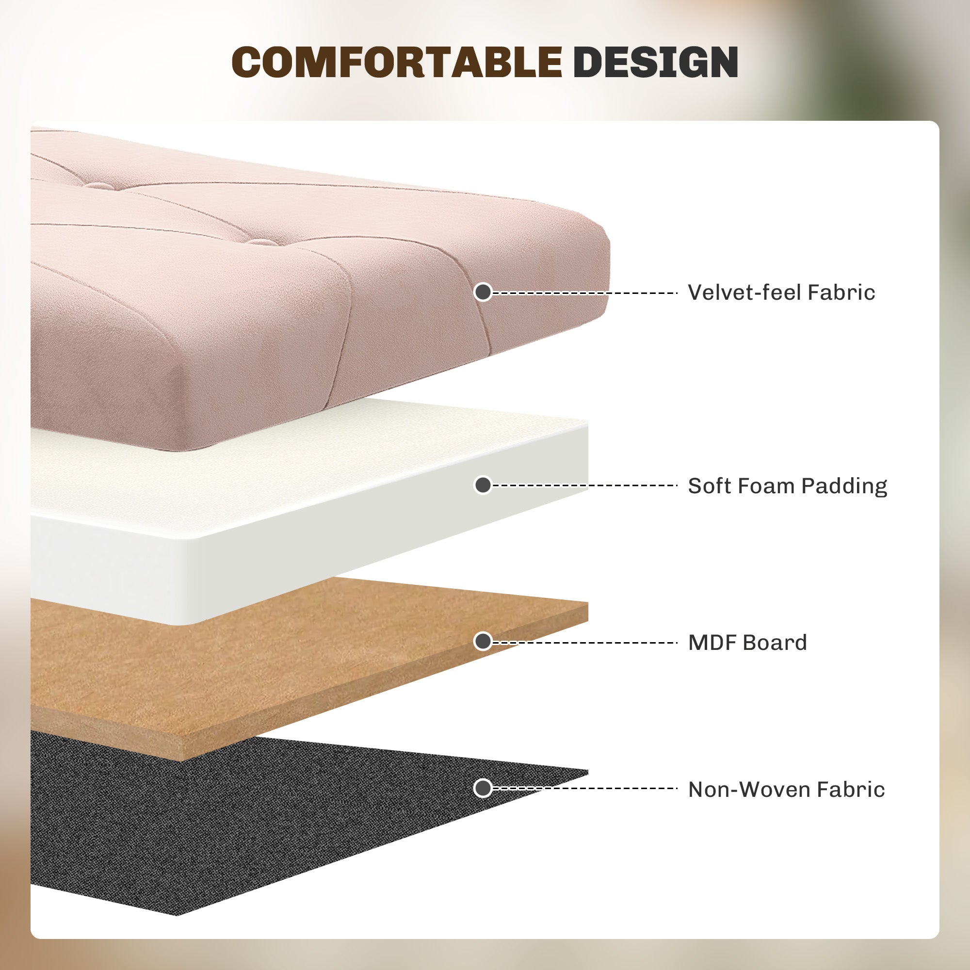 Storage Ottoman Bench, Velvet Upholstered Foldable Ottoman Footrest, Foot Stool with Wood Legs for Living Room, Bedroom, Entryway, Pink