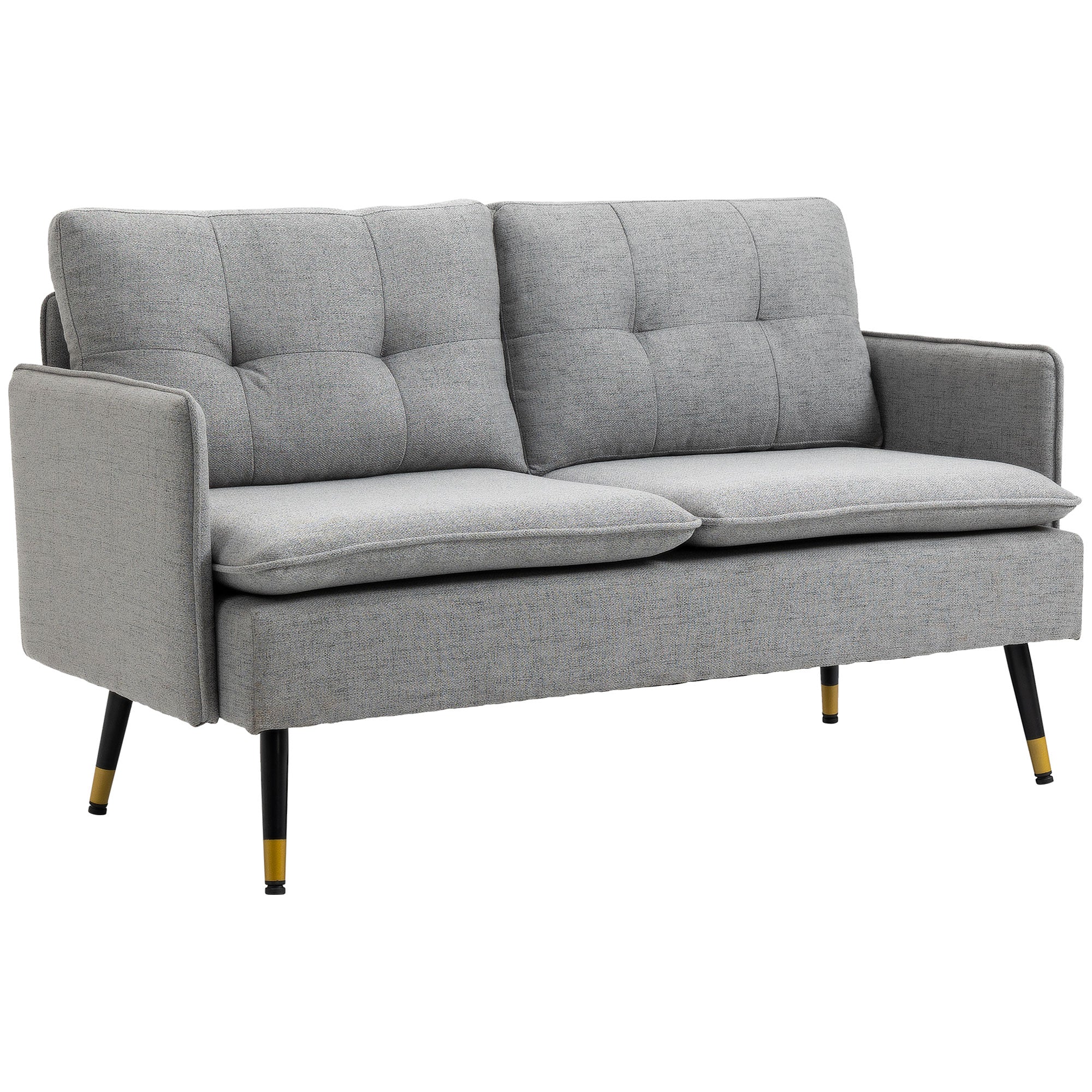 HOMCOM 55" Loveseat Sofa for Bedroom, Modern Love Seats Furniture with Button Tufting, Upholstered Small Couch for Small Space, Grey