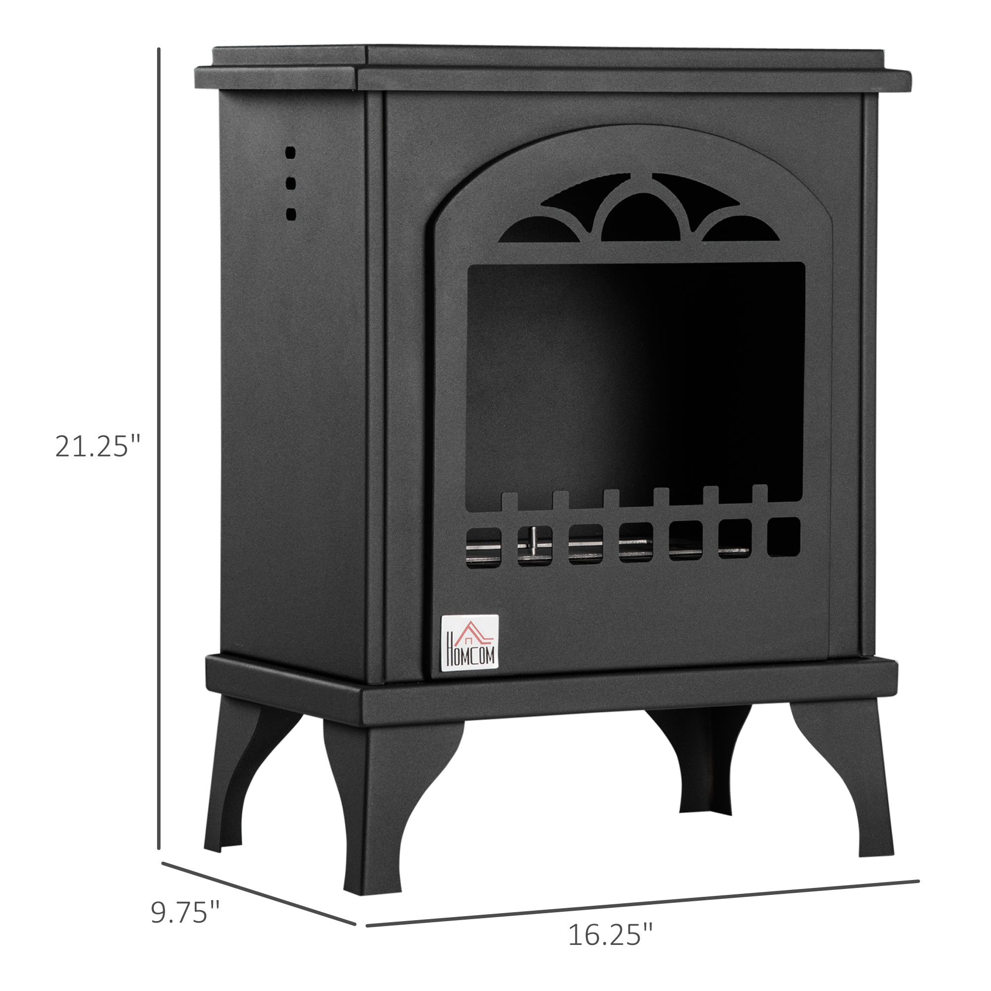 9.75" Freestanding Stove Heater 0.2 Gal Max 470 Sq. Ft. Burns up to 3 Hours Black