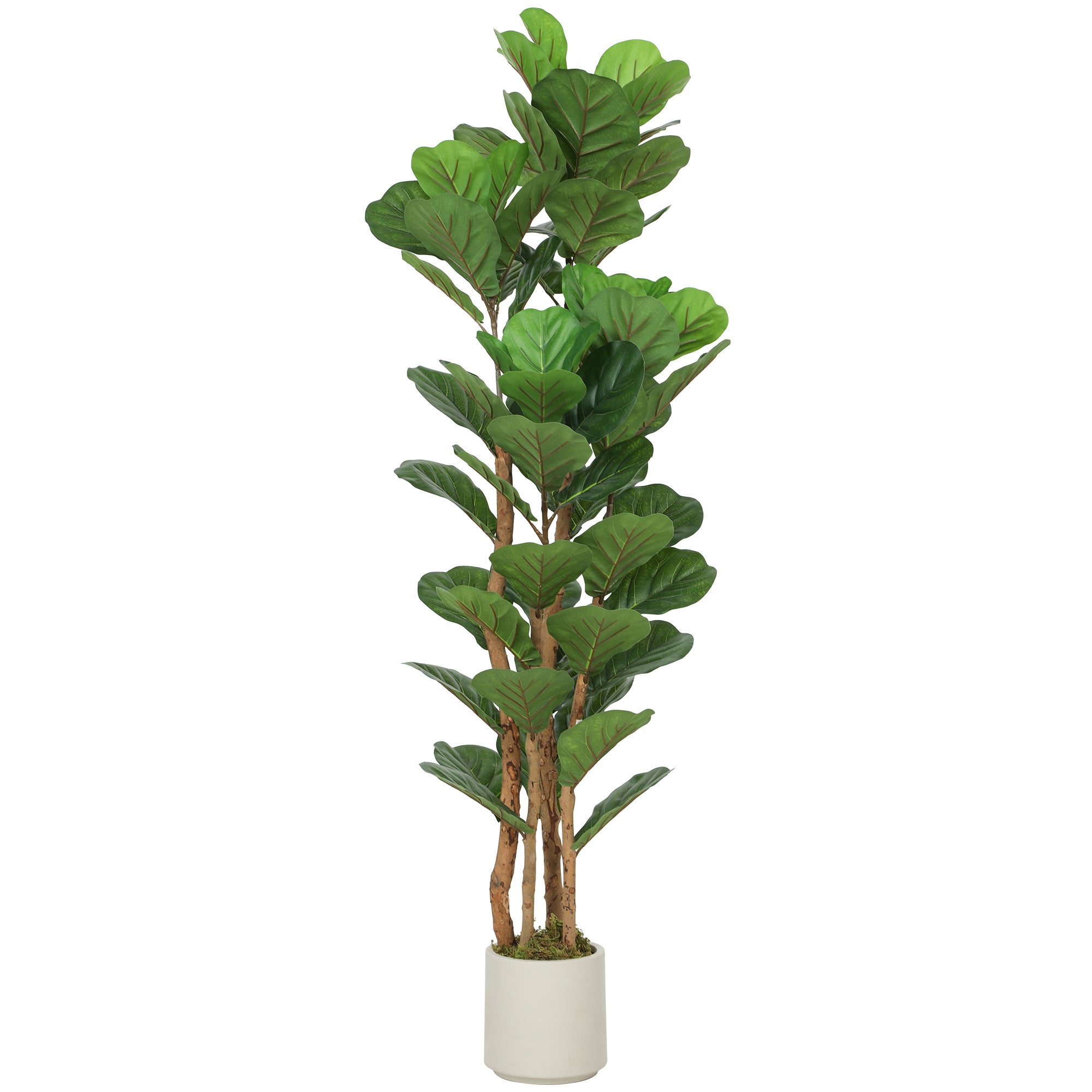 5FT Artificial Fiddle Leaf Fig Tree with Solid Wood Trunks, Lifelike Fake Tree with 45 Leaves in Pot for Indoor Living Room Office Home Decor, Green