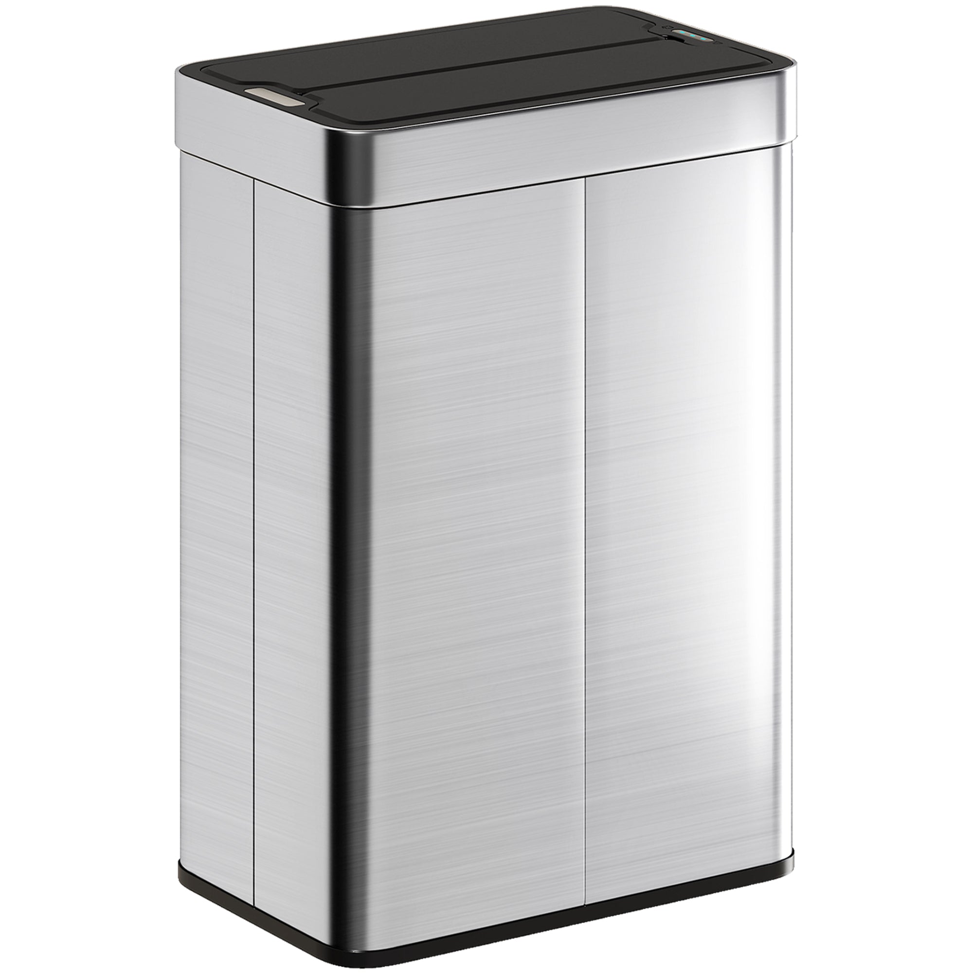 55L Sensor Bin, Large Automatic Touchless Rubbish Bin with Soft-Close Lid, Fingerprint-Proof Stainless Steel, Rectangular Trash Can for Kitchen, Gym, Home Office, Silver Tone