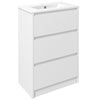 Floor Standing Bathroom Sink Unit with Basin, Single Tap Hole,  Drawers, High Gloss White