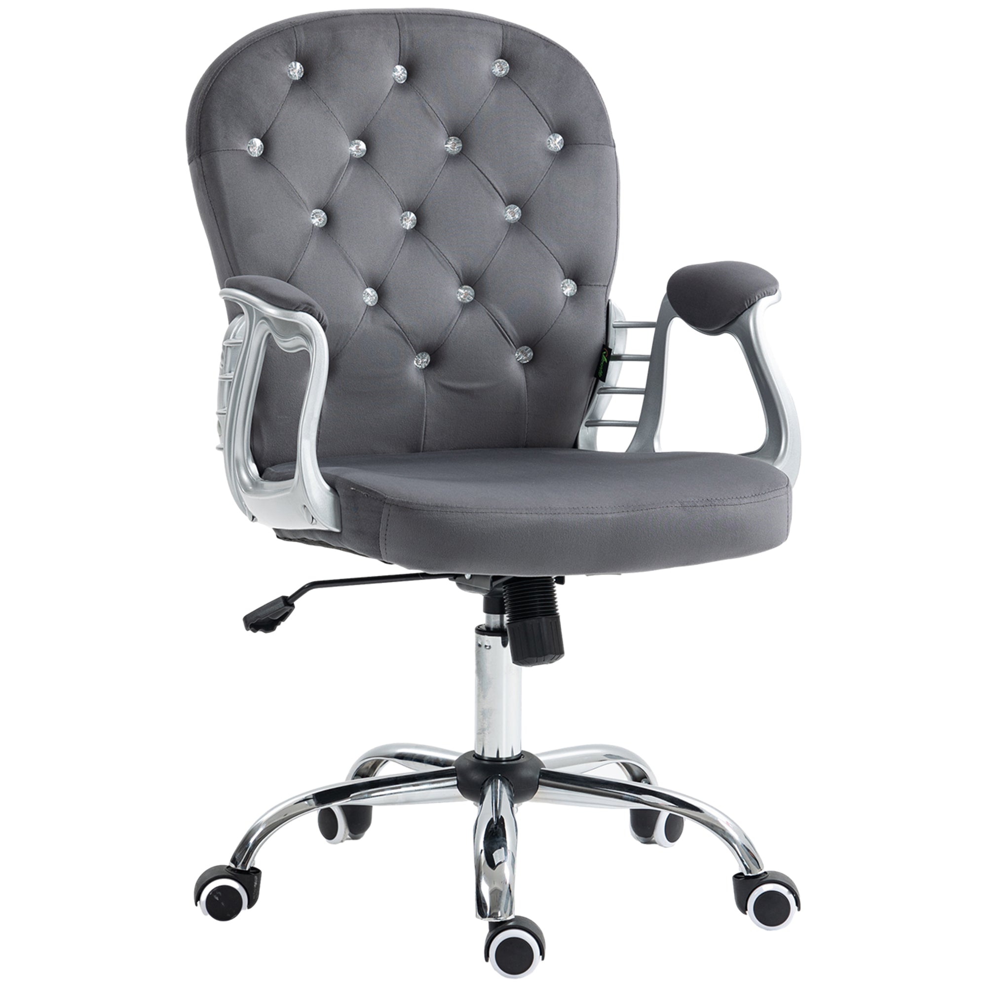 Desk Chair, Home Office Chair with Padded Armrests, Adjustable Height and Swivel Wheels, Dark Gray