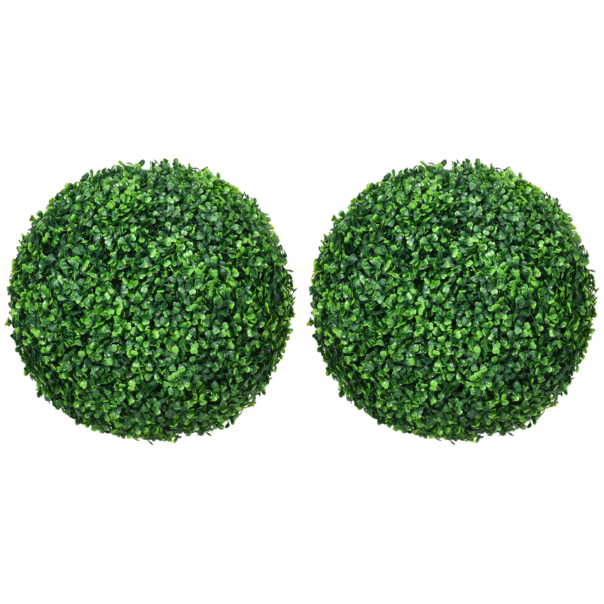 HOMCOM Set of 2 Artificial Topiary Balls, 40cm Faux Boxwood Balls, Hanging Decoration for Home, Indoor, Outdoor, Green