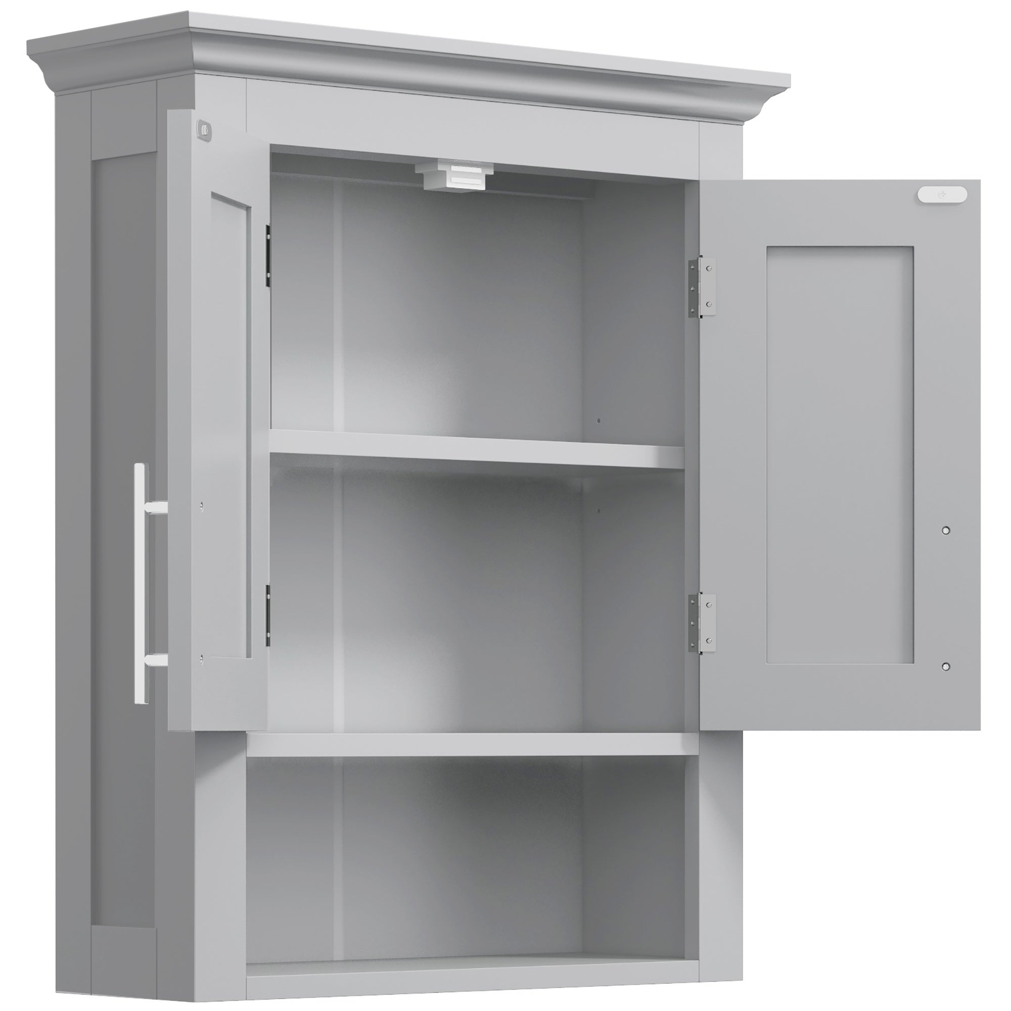 kleankin Bathroom Wall Cabinet, Medicine Cabinet, Over Toilet Storage Cabinet with Shelf for Living Room and Entryway, Grey