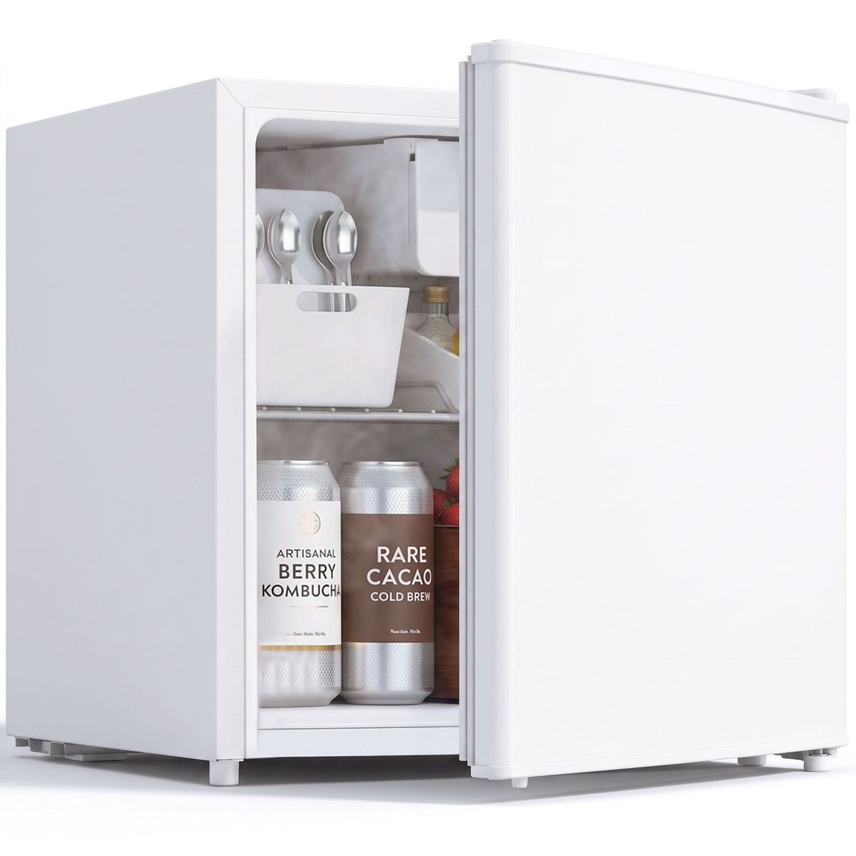 Compact Refrigerator, 1.62 Cu Ft Single Door Mini Fridge with Freezer, Adjustable Thermostat, Reversible Door, Energy Saving Fridge for Bedroom, Dorm, Office, White