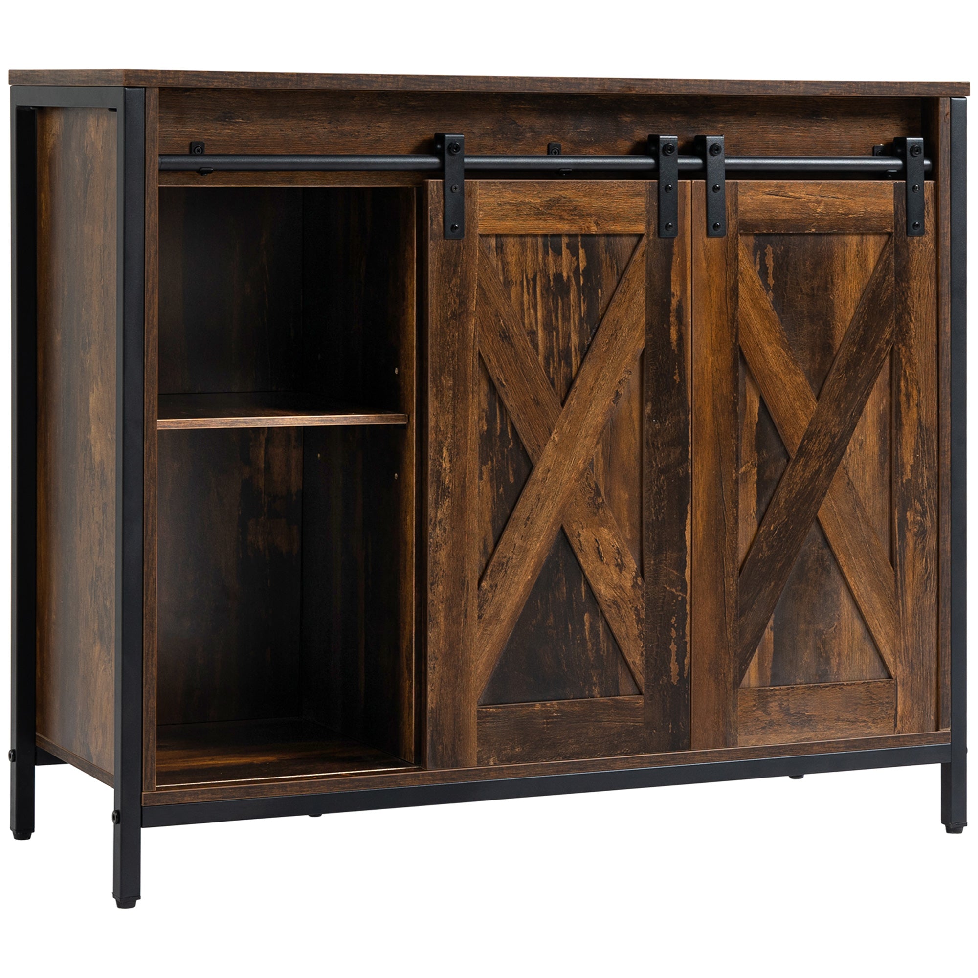 Industrial Sideboard Buffet Cabinet Coffee Bar Cabinet Rustic Brown