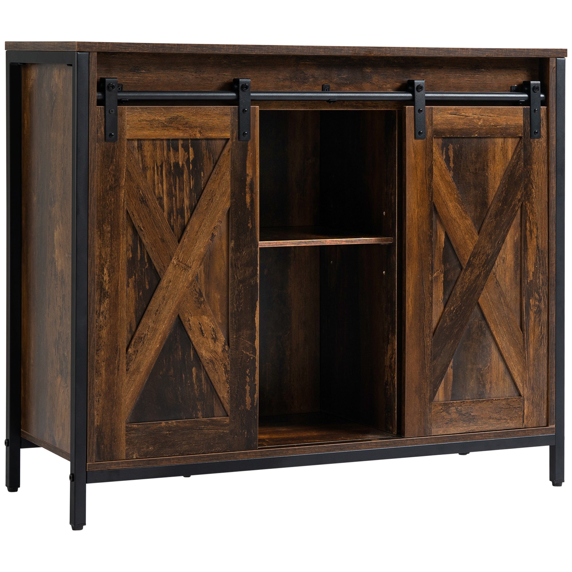 Industrial Sideboard Buffet Cabinet Coffee Bar Cabinet Rustic Brown