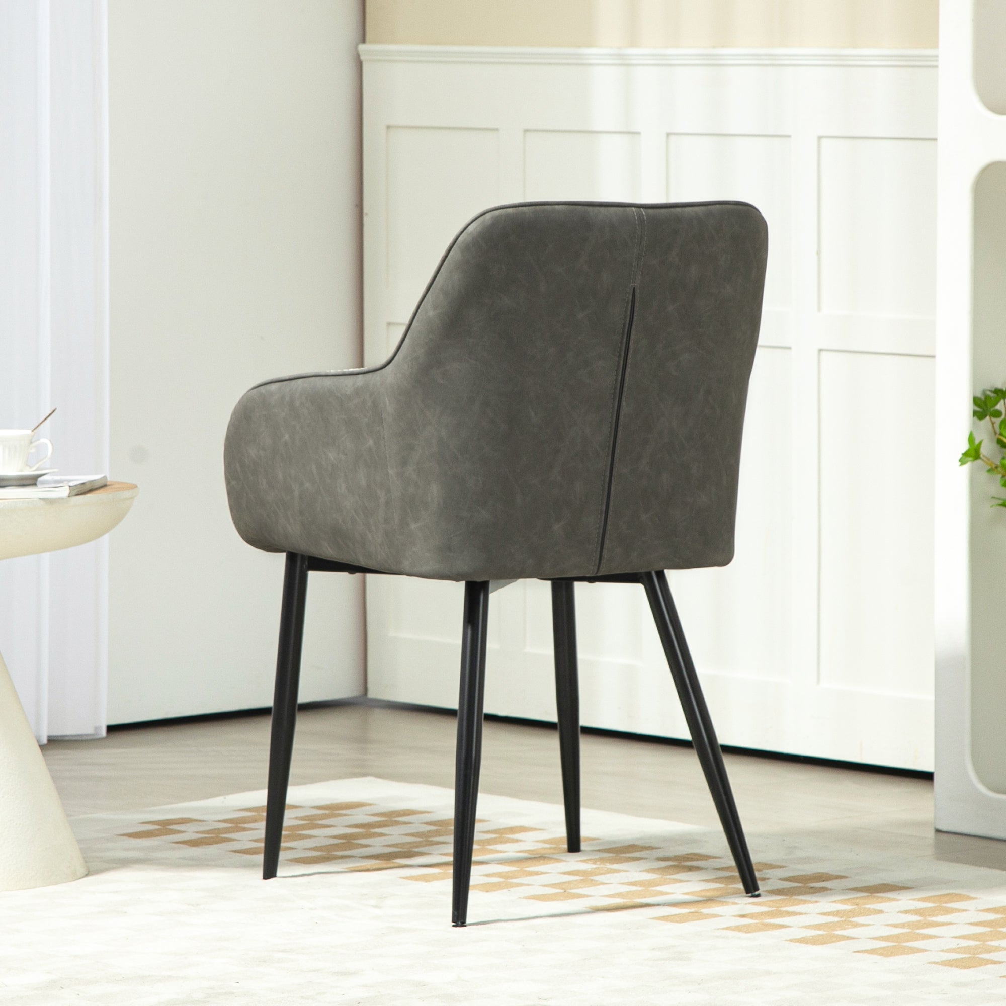 HOMCOM Accent Chair with Foot Pads, Upholstered Armchair with Chenille Fabric Front and PU Back, Occasional Chair for Living Room Bedroom, Cream White