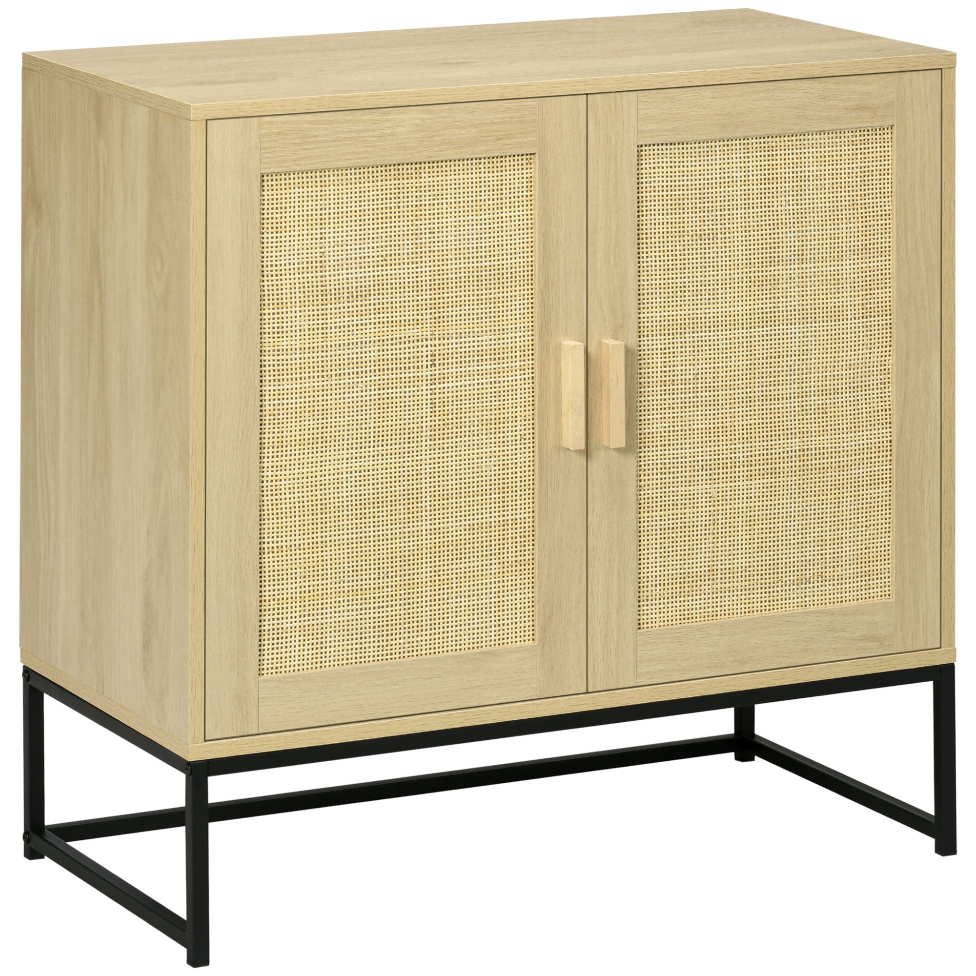 Sideboard Cabinet with Rattan Doors Adjustable Shelf Metal Base Storage Cabinet