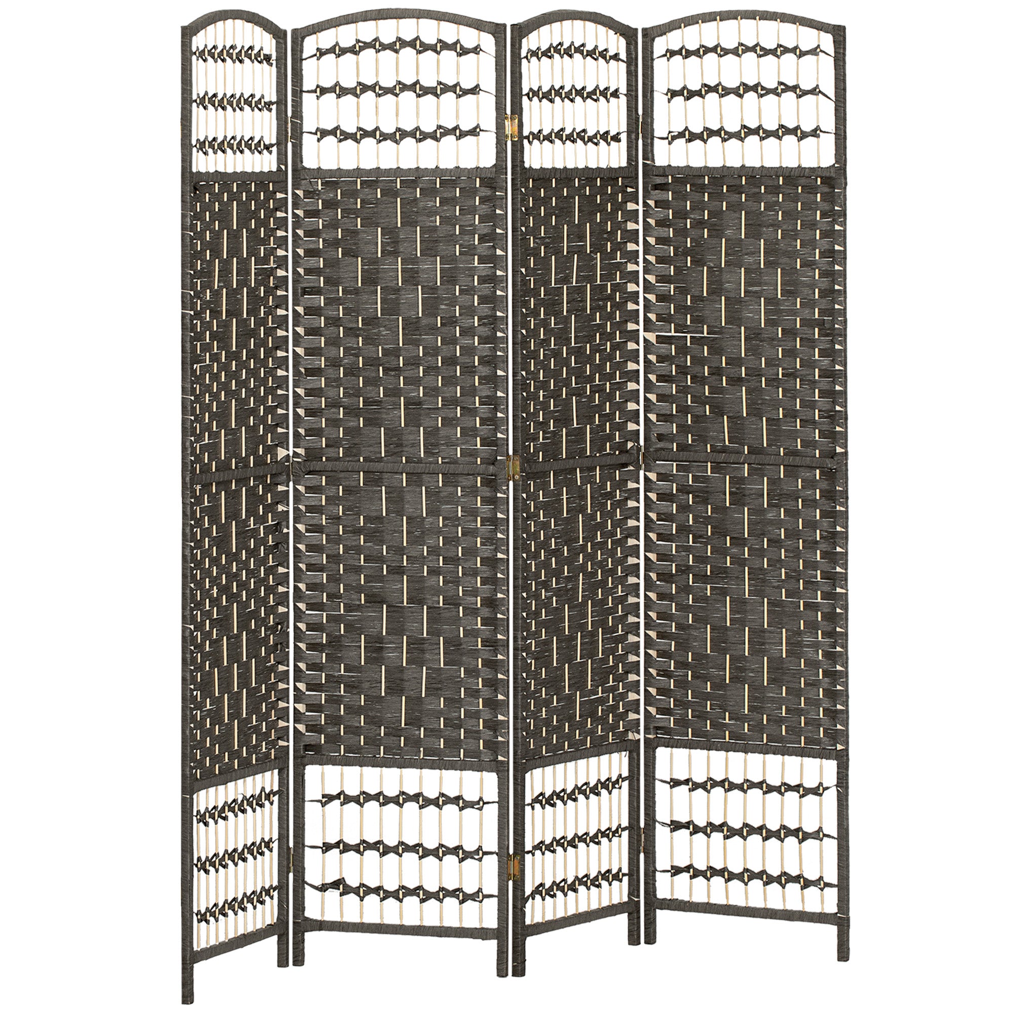 4 Panel Folding Room Divider, Privacy Screen, Freestanding Paravent Partition Separator for Living Room and Office, 160 x 170cm,  Dark Grey