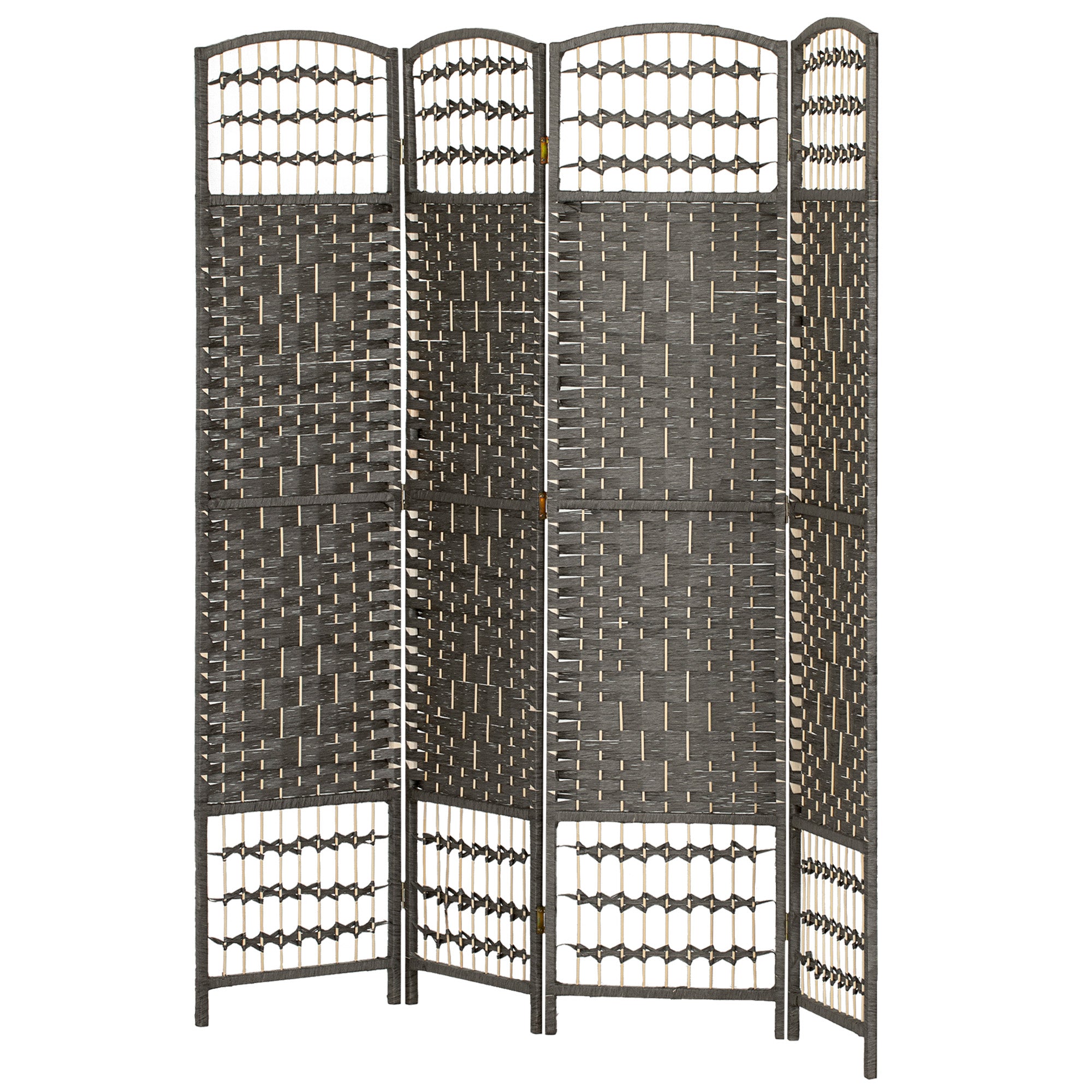 4 Panel Folding Room Divider, Privacy Screen, Freestanding Paravent Partition Separator for Living Room and Office, 160 x 170cm,  Dark Grey