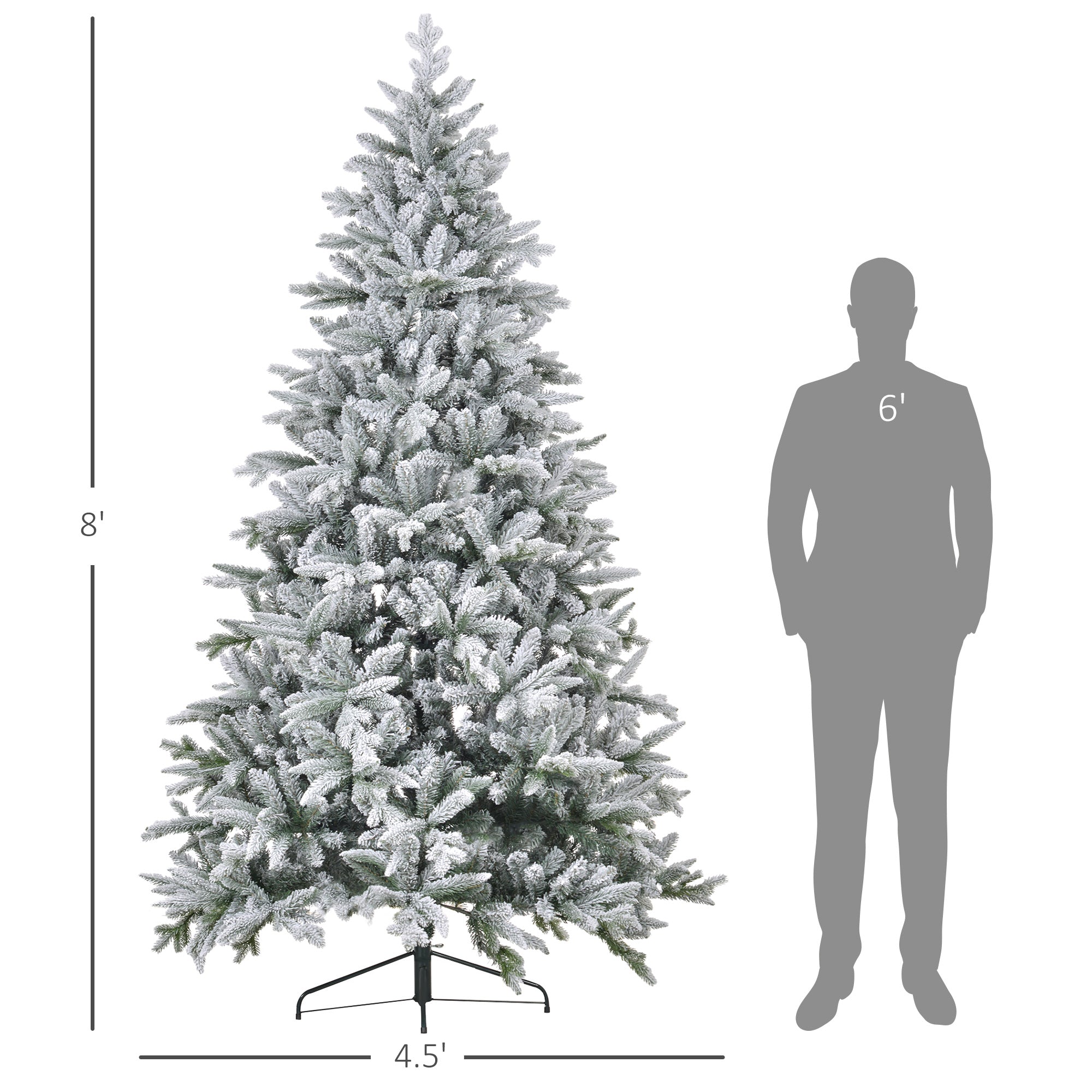 8 Foot Snow Flocked Artificial Christmas Tree, Easy Assembly