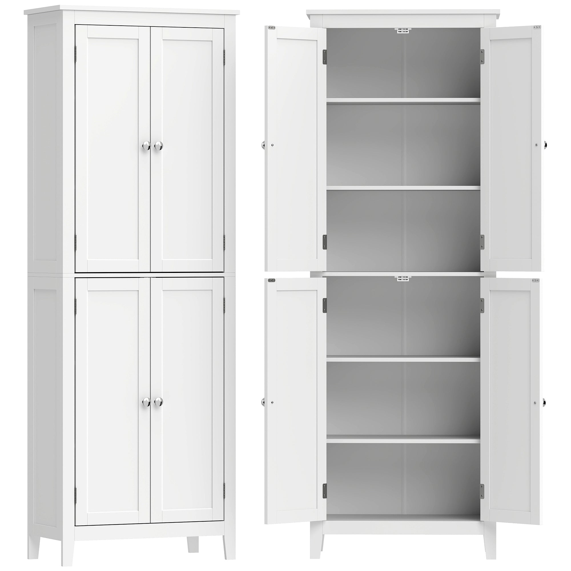170 cm Tall Bathroom Storage Cabinet, Freestanding Narrow Bathroom Cabinet with Adjustable Shelves for Laundry Room, Living Room, Entryway, Kitchen, White