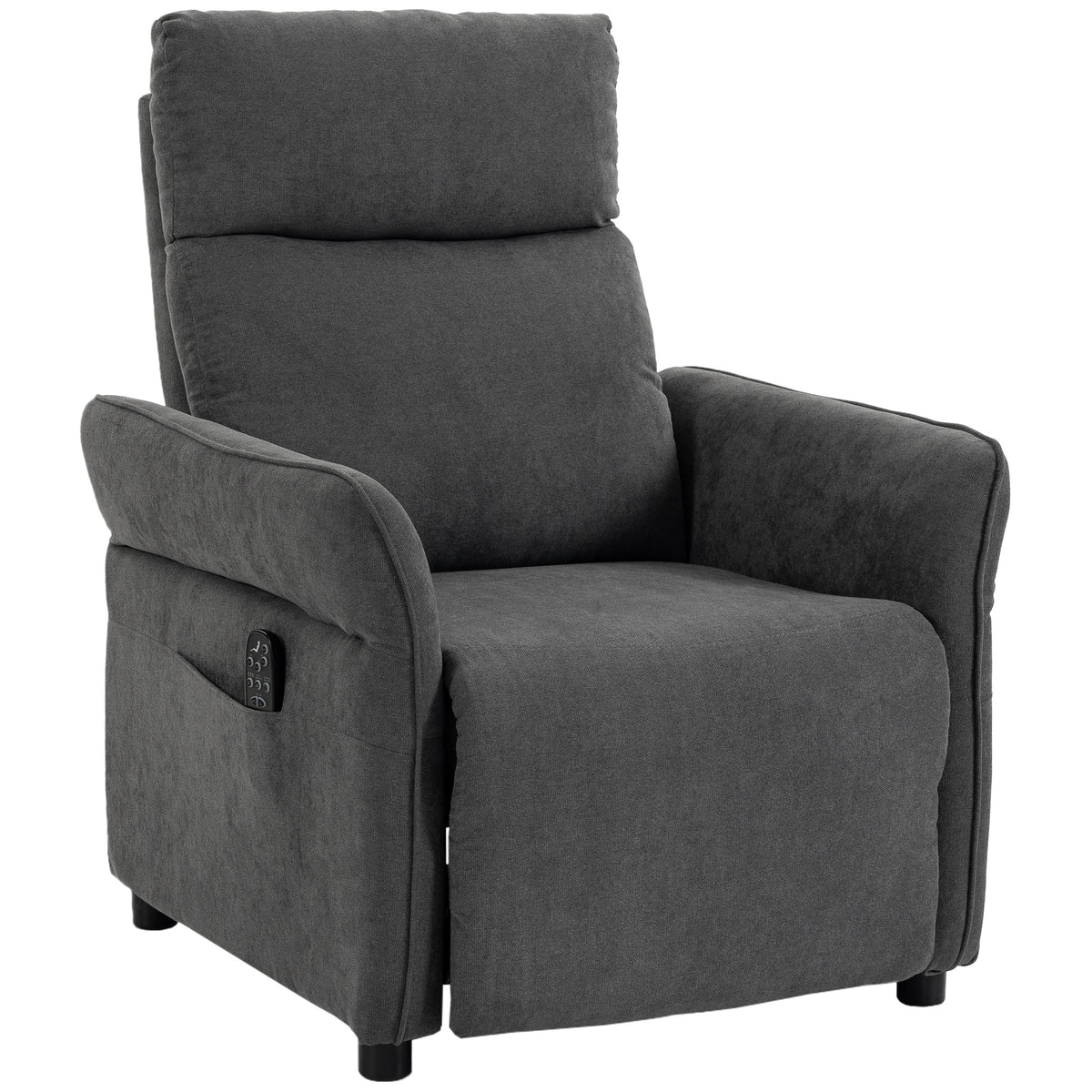 Recliner Armchair, Push Back Recliner Chair with Massage & Heat, Adjustable Armrests, Terry Cloth Manual Reclining Single Sofa with Footrest, Dual Side Pockets for Home Living Room, Dark Grey