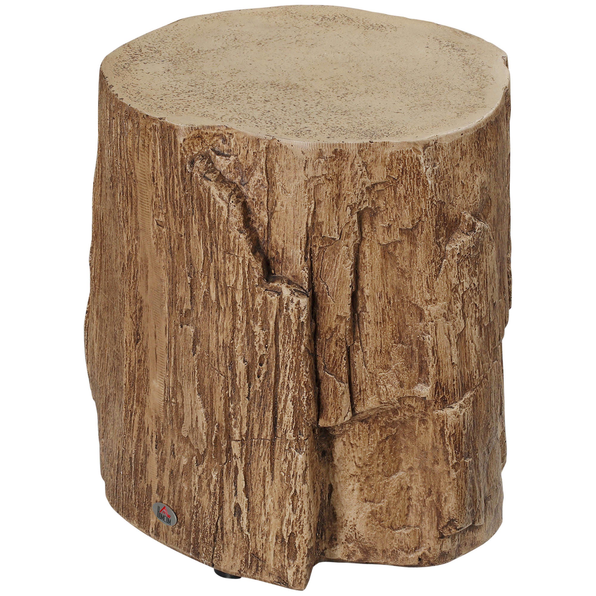 17" Tall Tree Stump End Table Concrete Sofa Side Table Natural Wood