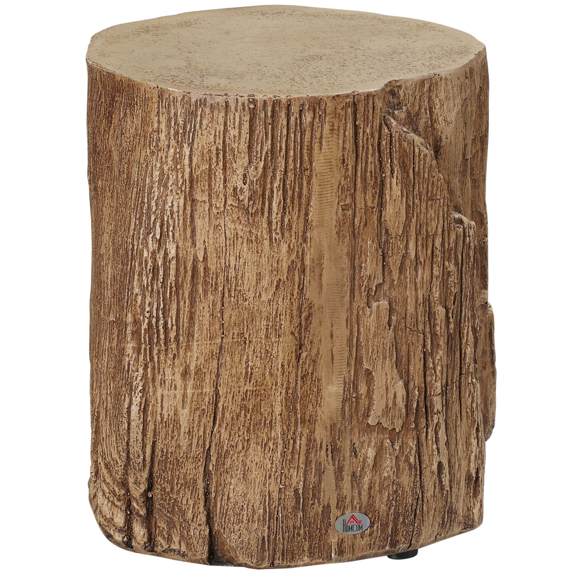 17" Tall Tree Stump End Table Concrete Sofa Side Table Natural Wood