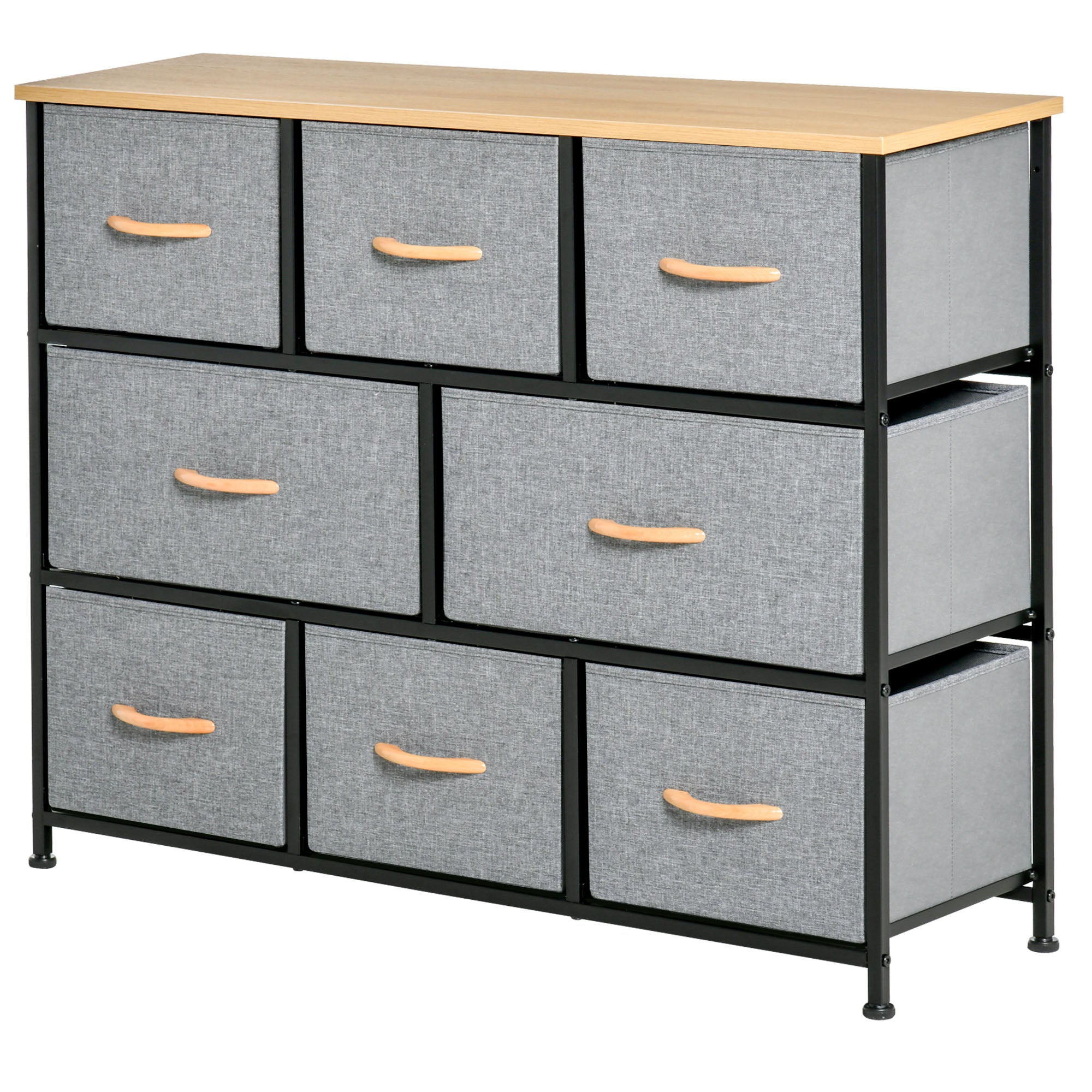 8-Drawer Dresser, 3-Tier Fabric Chest of Drawers, Storage Tower Organizer Unit with Steel Frame for Bedroom, Hallway, Light Gray