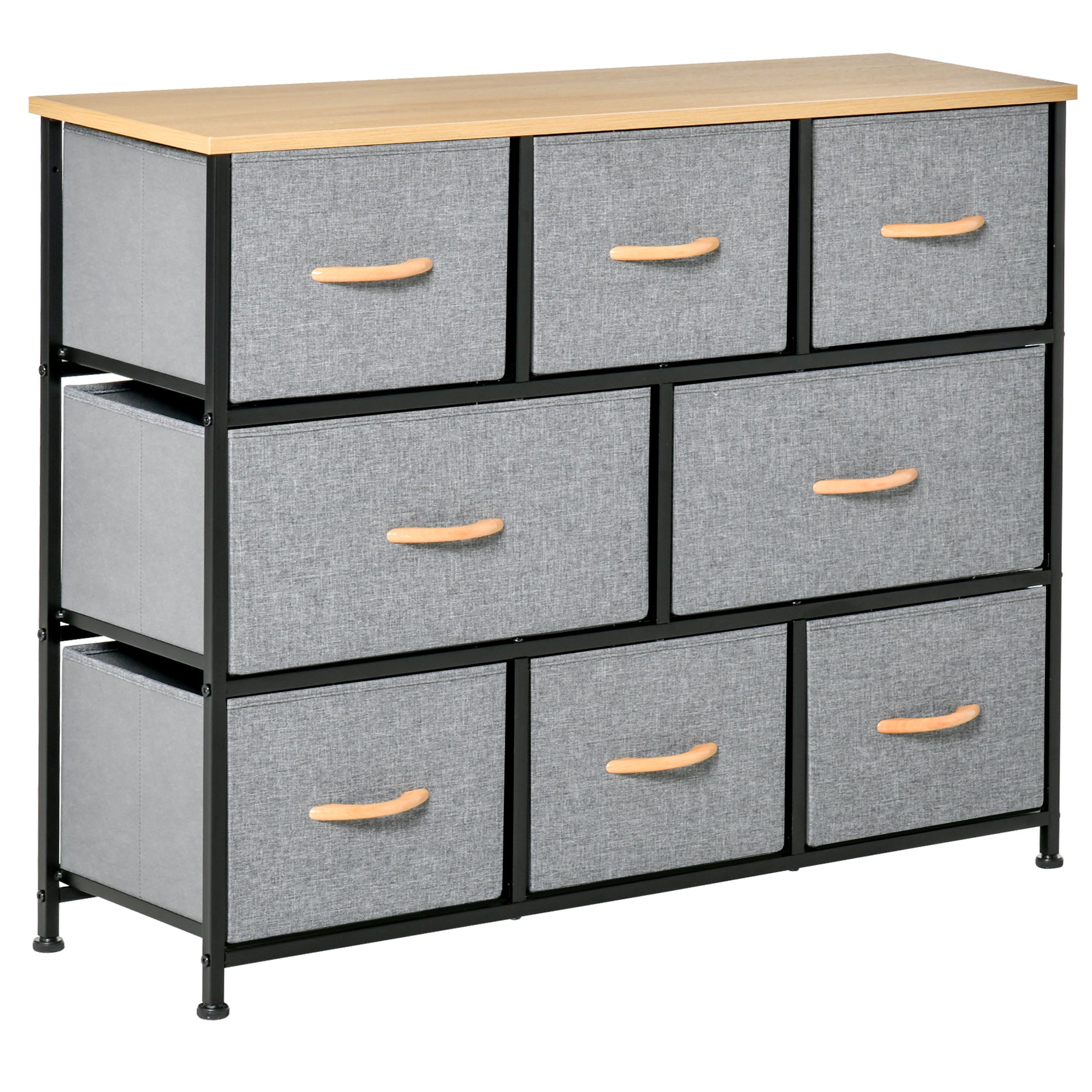 8-Drawer Dresser, 3-Tier Fabric Chest of Drawers, Storage Tower Organizer Unit with Steel Frame for Bedroom, Hallway, Light Gray