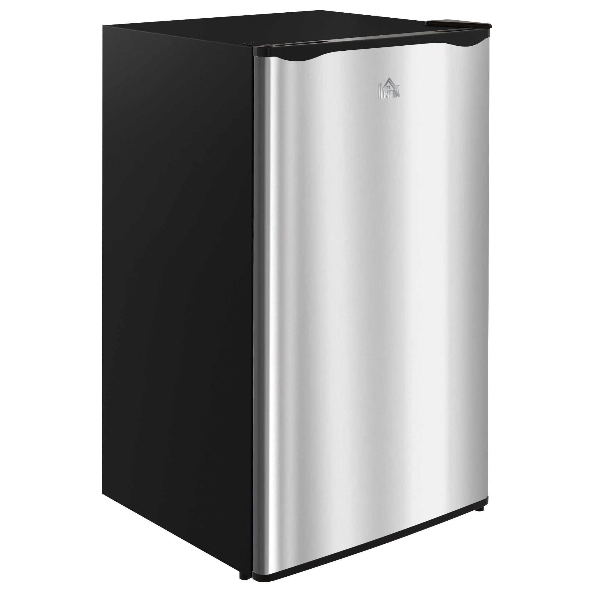 HOMCOM Mini Fridge with Freezer, 3.2 Cu. Ft. Compact Refrigerator with Adjustable Shelves, Mechanical Thermostat, Reversible Single Door for Bedroom, Dorm, Kitchen, Silver