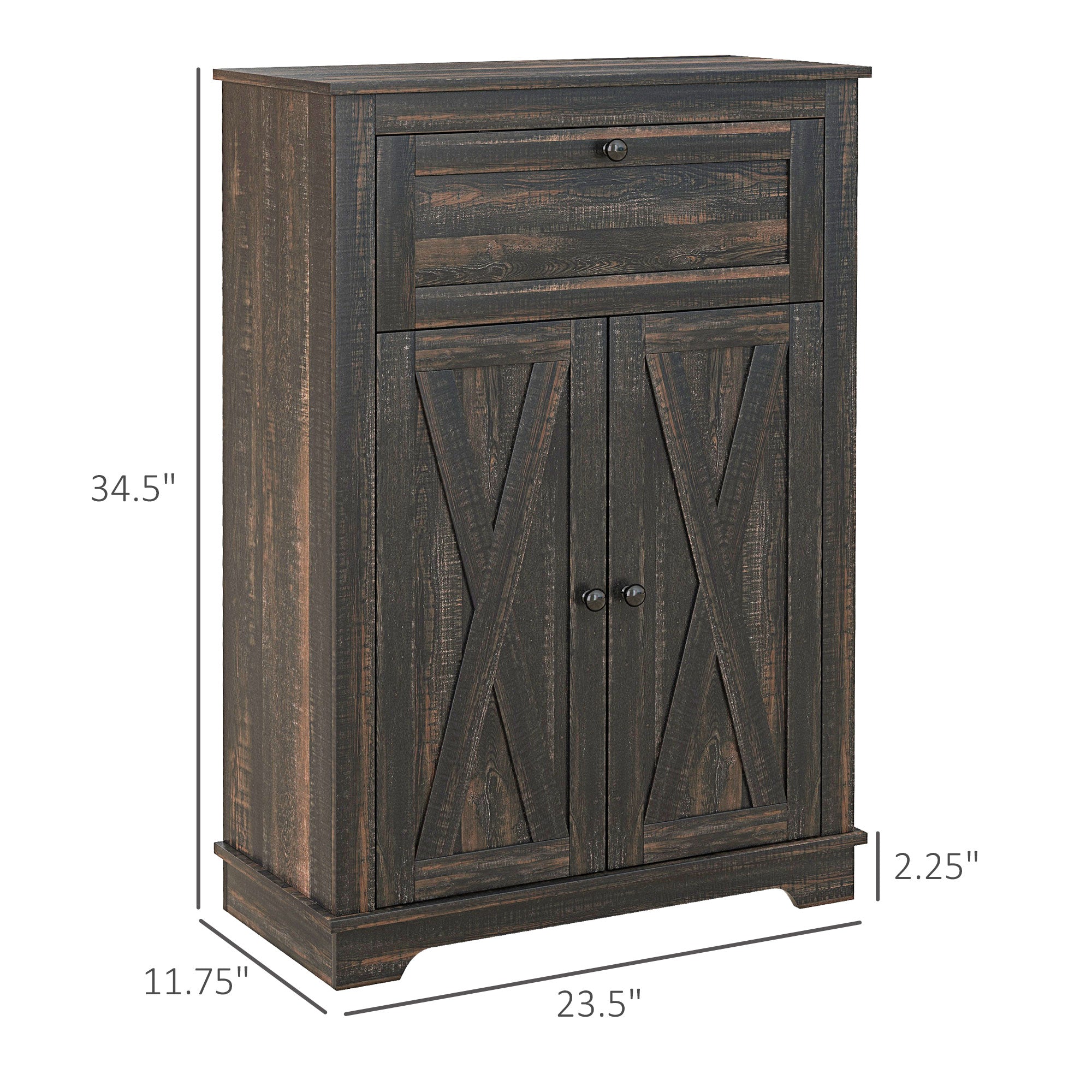 Farmhouse Sideboard Storage Cabinet with Doors and Drawer Dark Brown