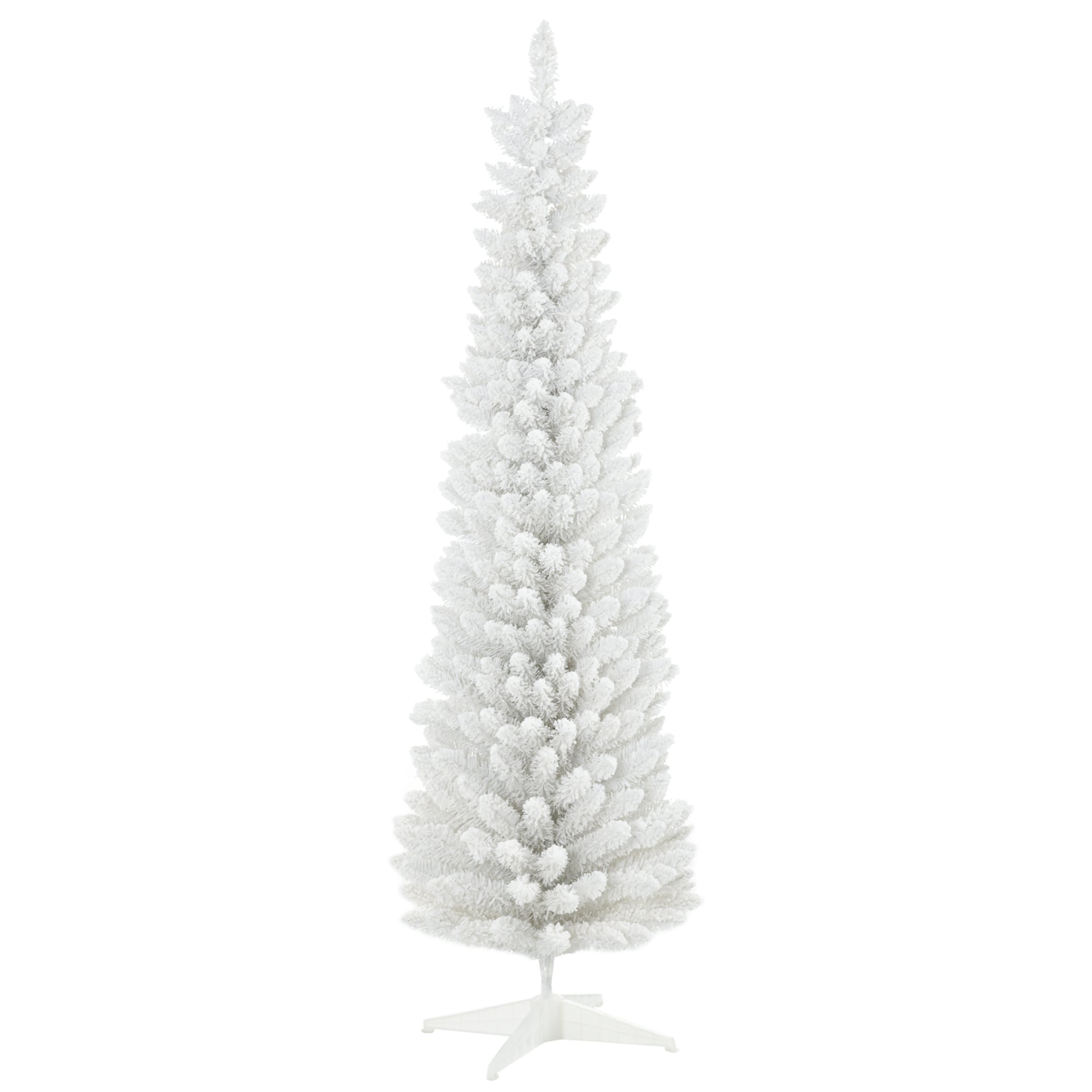 6' Decorated Snow Flocked Artificial Christmas Tree Pencil Shape Realistic Branches White