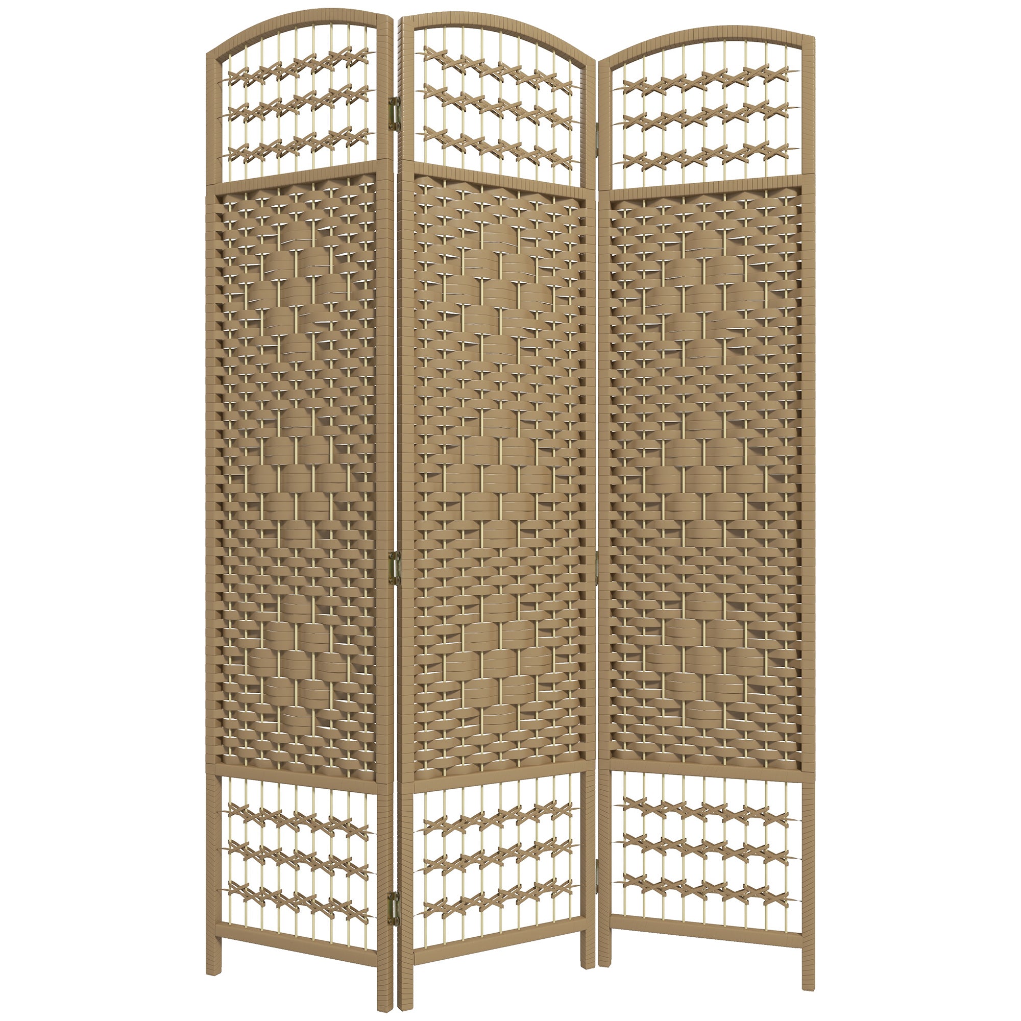 3 Panel Folding Room Divider Portable Privacy Screen Wave Fiber Room Partition for Home Office Natural