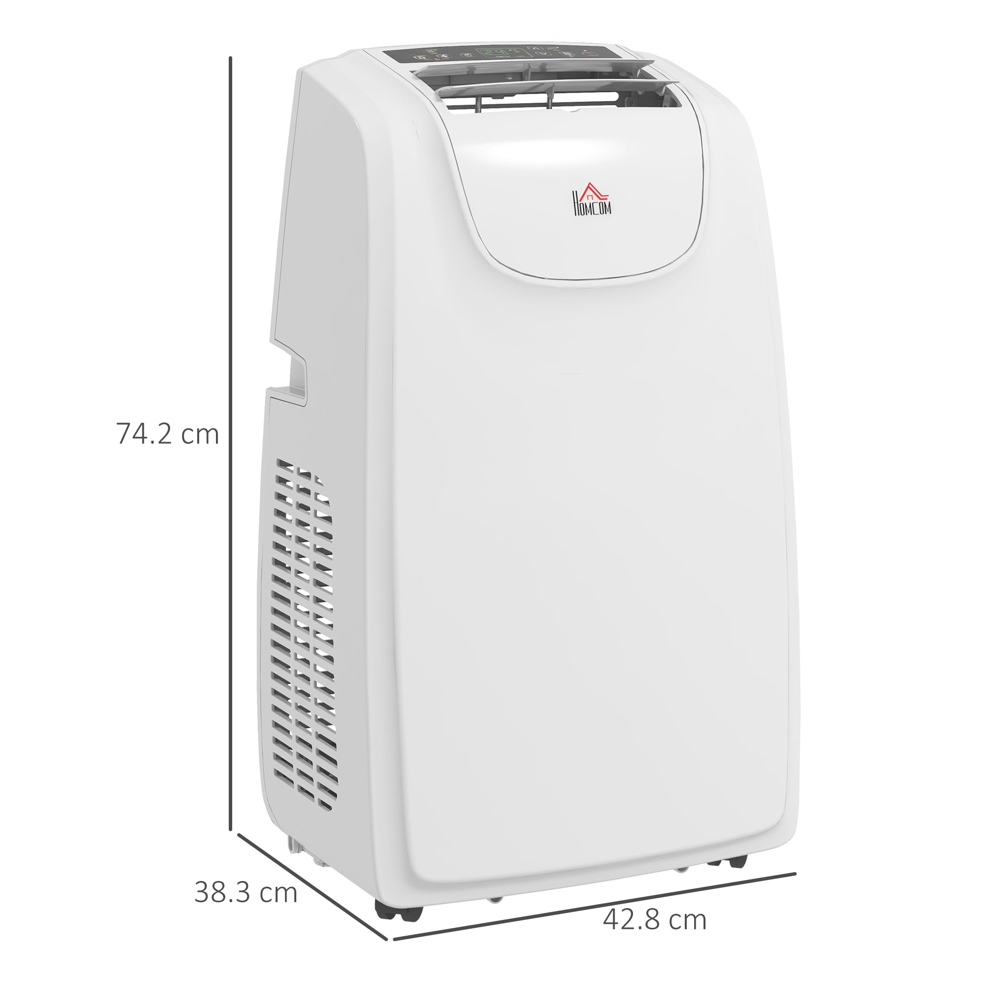 HOMCOM 12,000 BTU Portable Air Conditioner, 4-in-1 Dehumidifier Cooling Fan with Quiet Mode, Remote, LED Display, 24H Timer, Wheels, 28m², Window Venting Kit, Child Lock, White