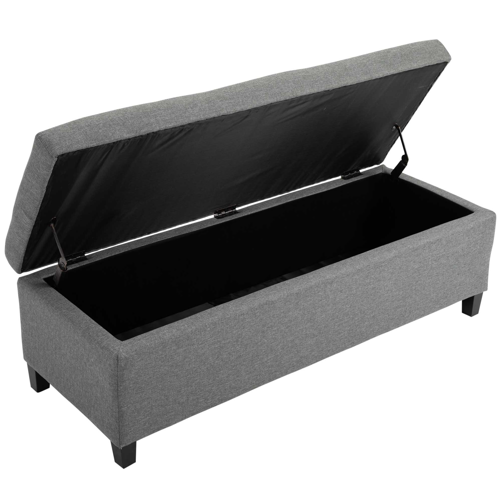 50" Storage Ottoman Bench Upholstered Ottoman Foot Rest with Soft Close Lid Gray