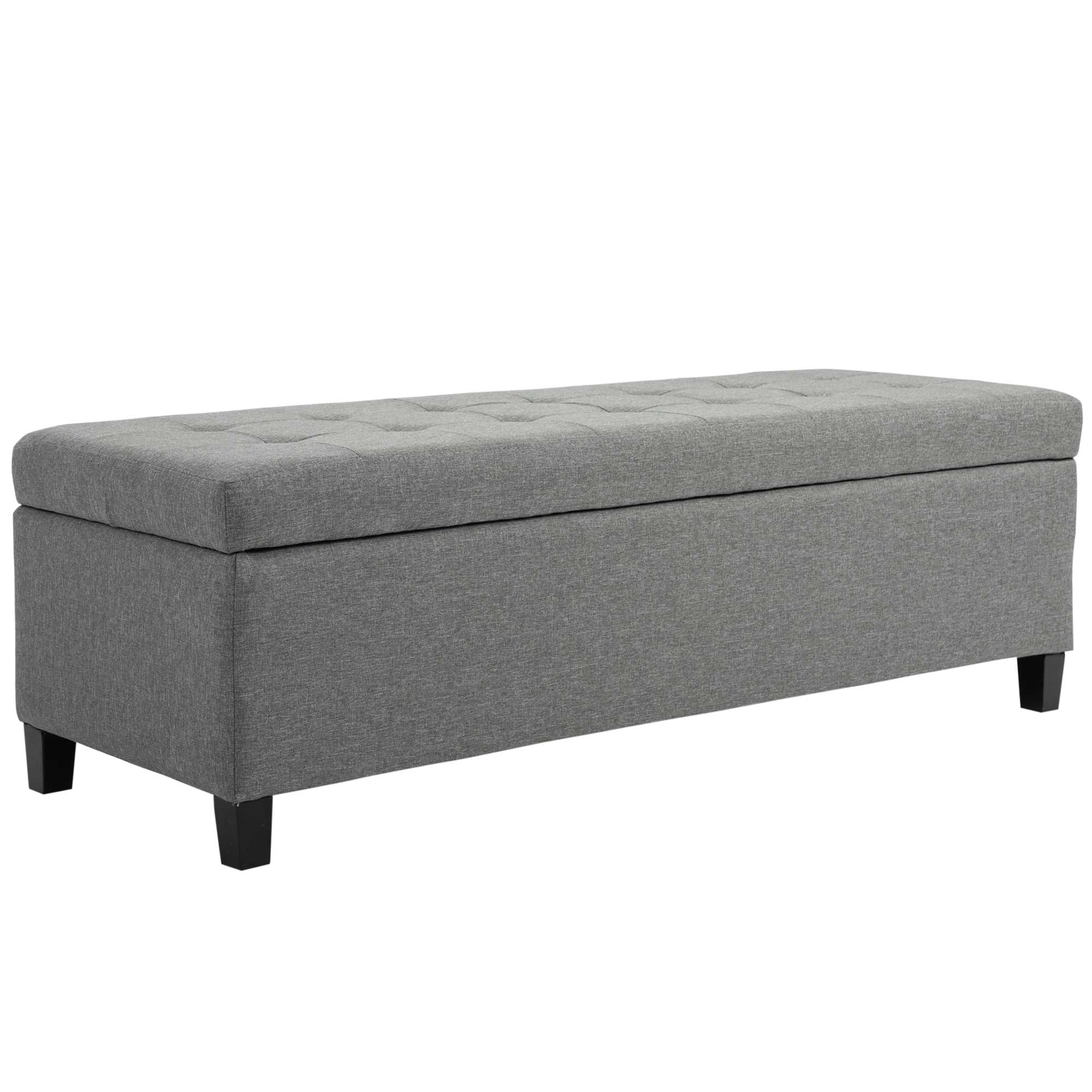 50" Storage Ottoman Bench Upholstered Ottoman Foot Rest with Soft Close Lid Gray