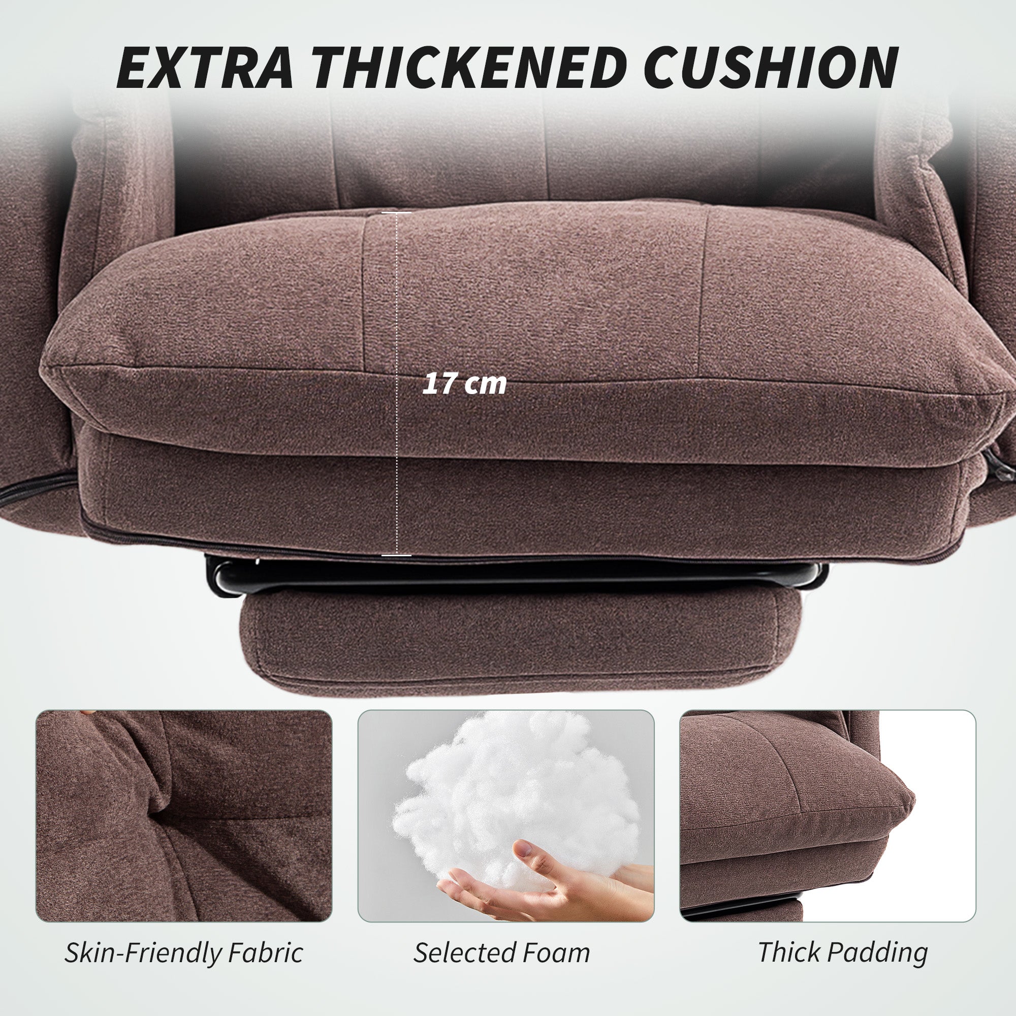 Ergonomic Office Chair with Footrest, Thickly Padded, Reclining Executive Computer Desk Chair with Adjustable Backrest, Lumbar Support and Headrest, Coffee