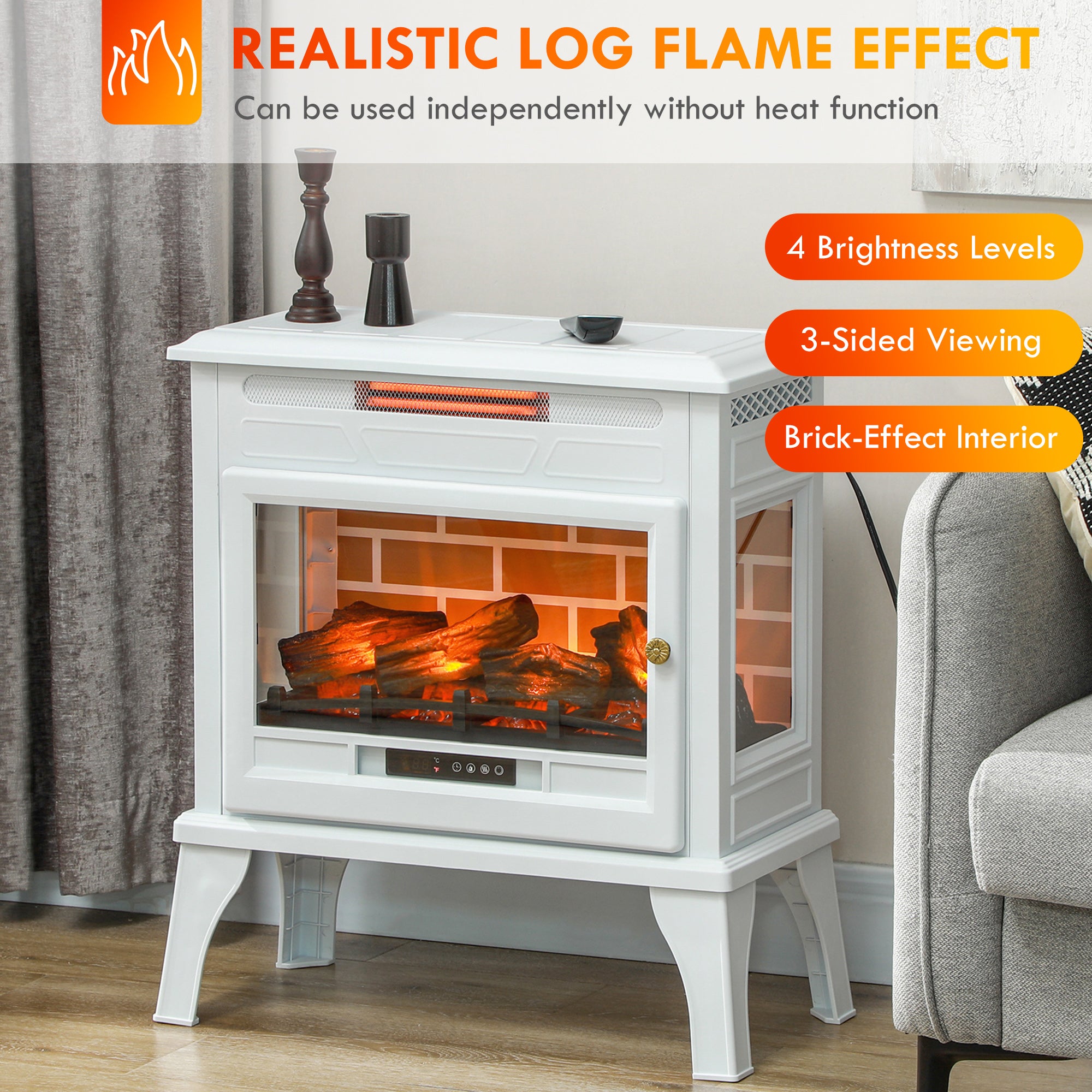 Wood Burning Dunelm White Electric Fire Fireplace Stove White