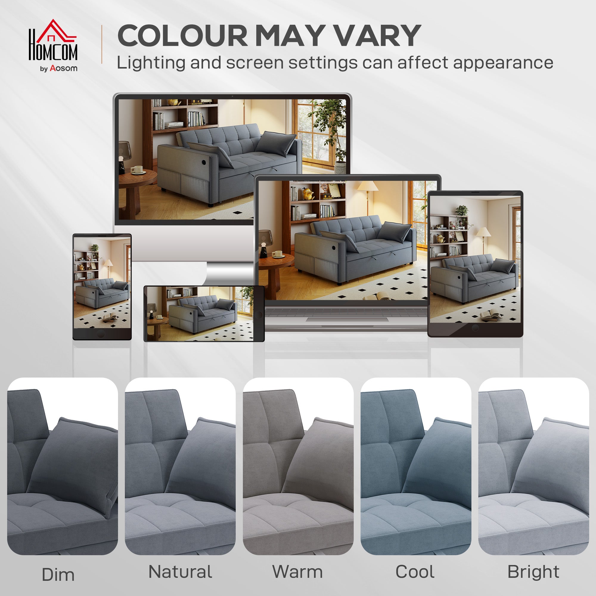 3‑in‑1 Convertible Sofa Bed, Pull Out Sleeper Sofa with USB Charging, Adjustable Backrest, Side Pockets, Sleeper Couch for Living Room, Small Space, Apartment, Dark Grey