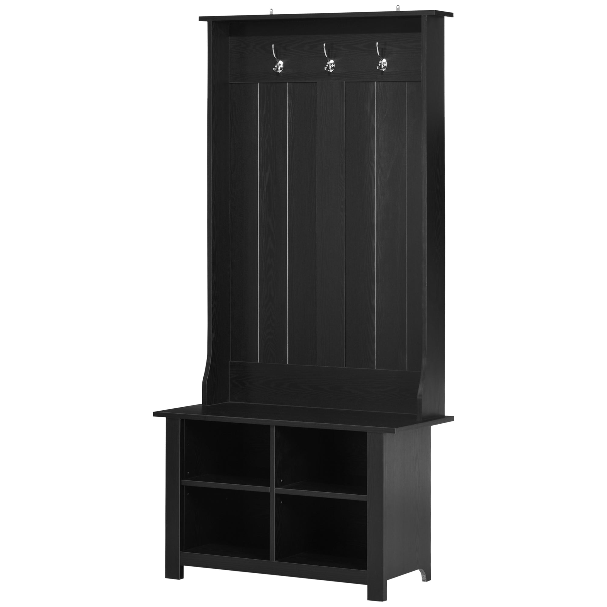 Hall Tree with Shoe Storage Bench for Living Room Black