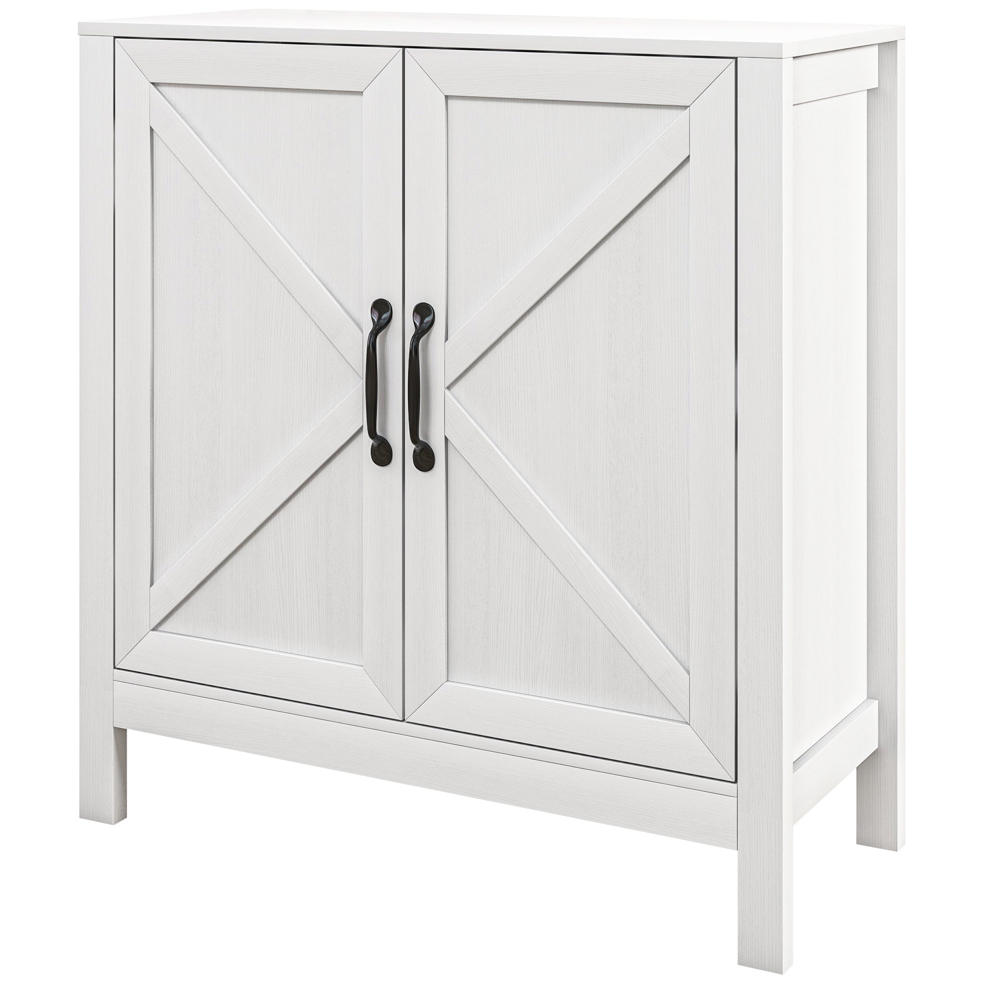 HOMCOM Kitchen Storage Cabinet, Sideboard Buffet Cabinet with 2 Barn Doors and Adjustable Shelves, White