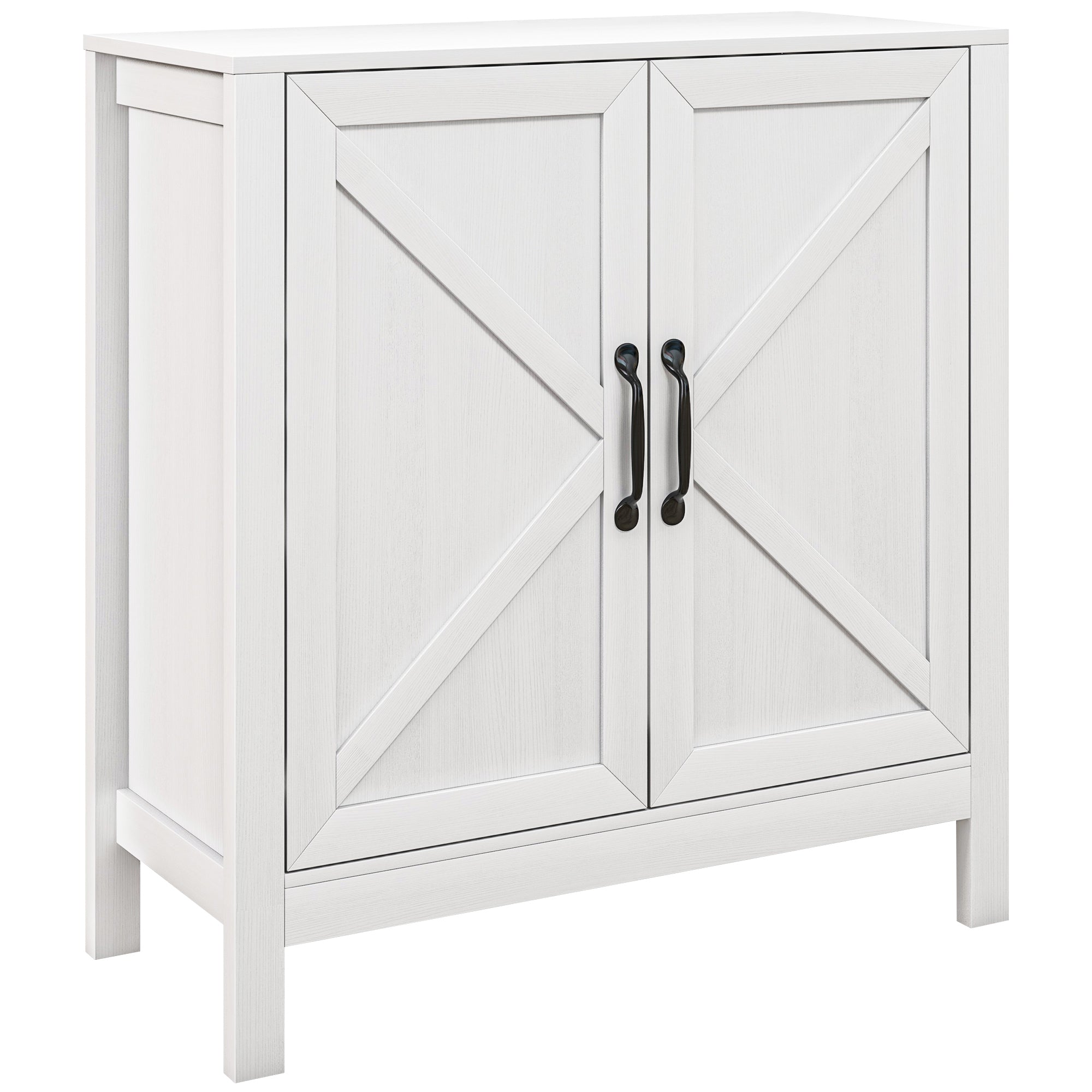 HOMCOM Kitchen Storage Cabinet, Sideboard Buffet Cabinet with 2 Barn Doors and Adjustable Shelves, White