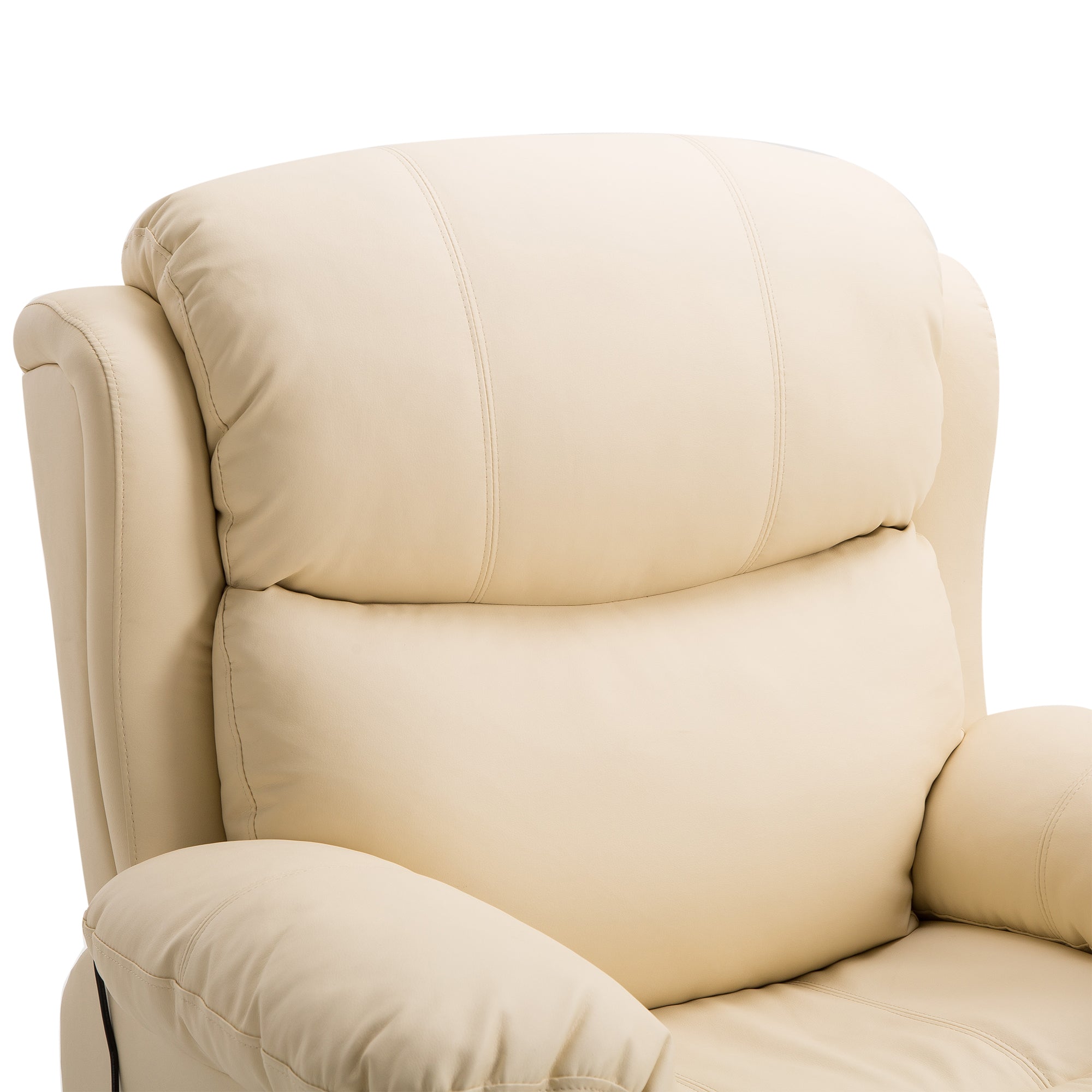 HOMCOM PU Leather Massage Recliner Chair with 8 Points and Heat, Manual Reclining Chair with Swivel Base, Footrest and Remote, Rocking Armchair, Beige