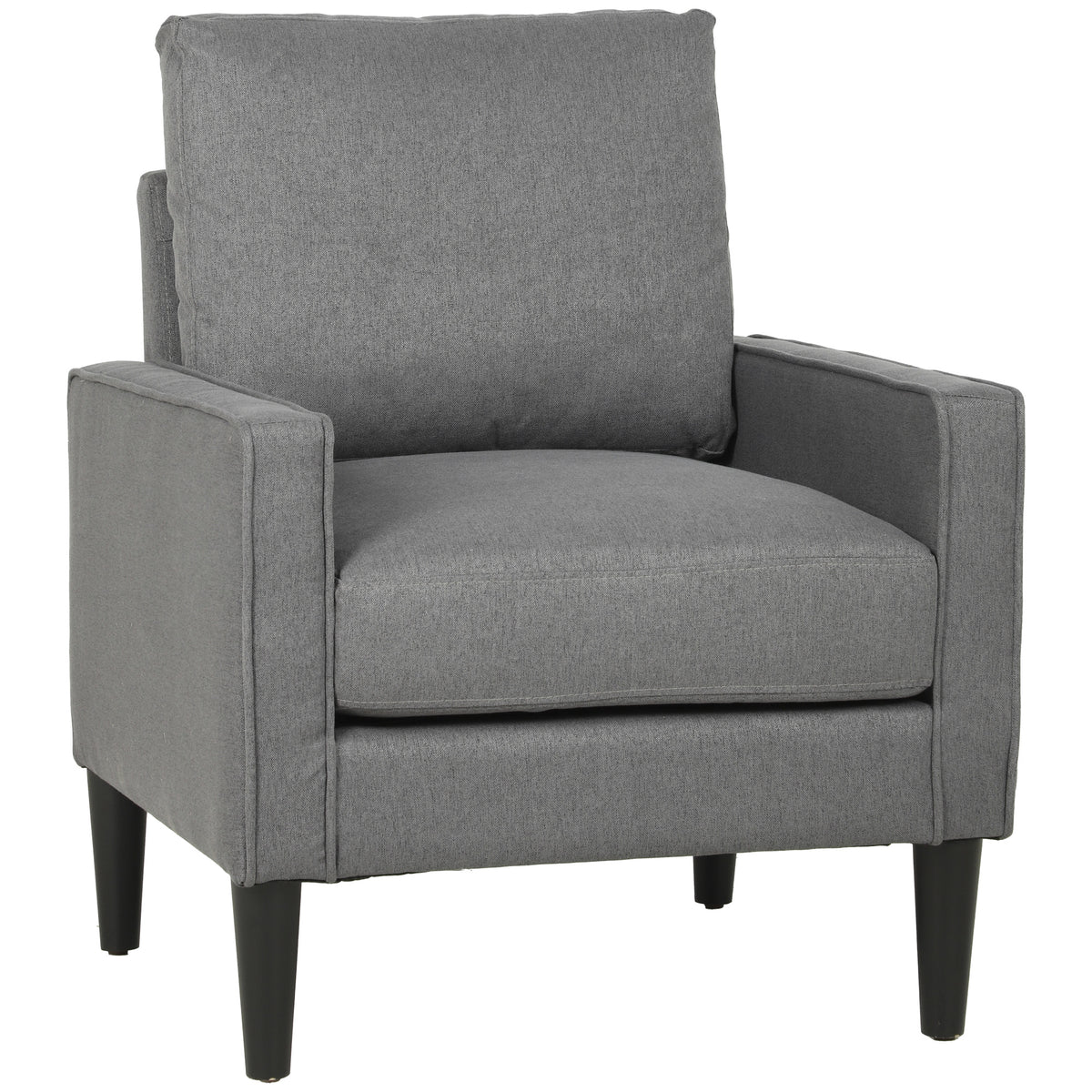 Armchair, Removable Pillow Linen Accent Chair, Comfy Spring Cushion Reading Lounge for Living Room, Bedroom, Study, Dark Grey