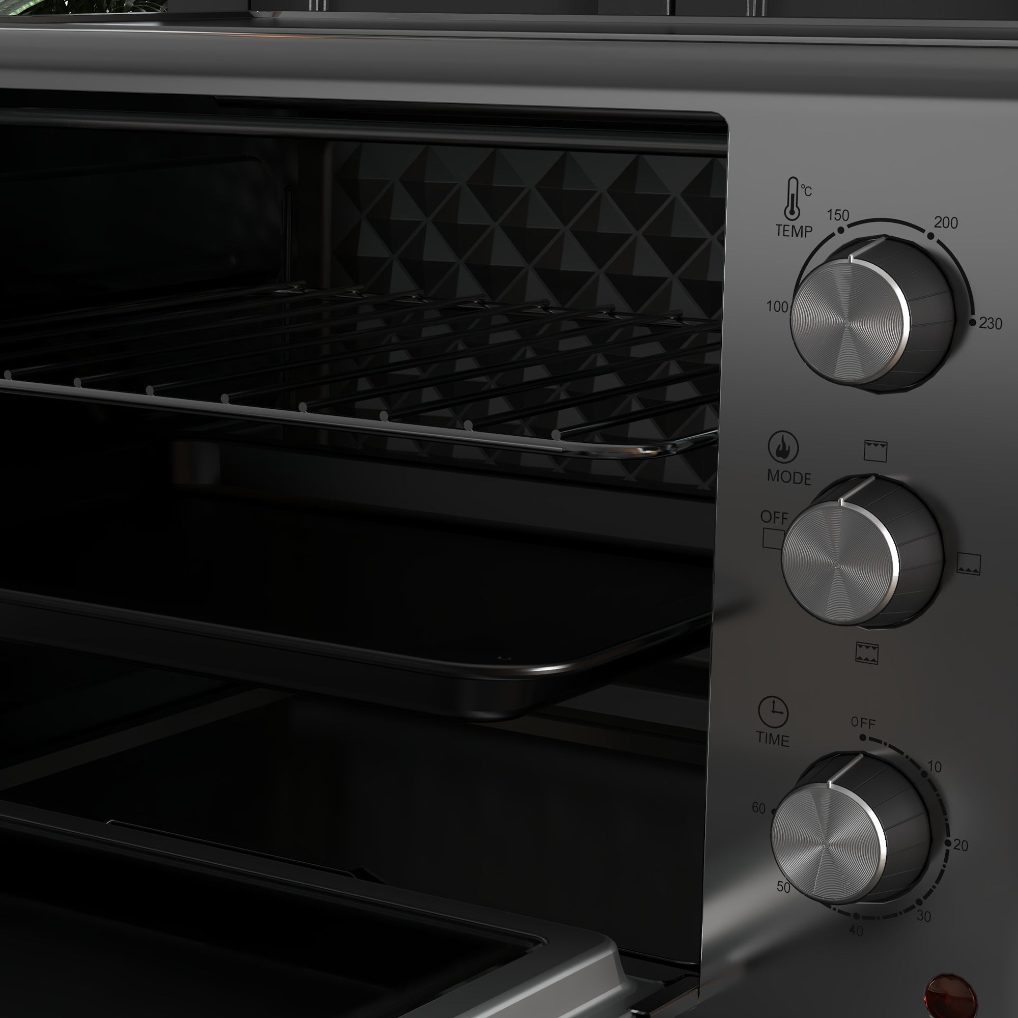 HOMCOM Electric Mini Oven 10 L with 1 Grid and 1 Tray, Temperature Adjustable from 100°C to 230°C, Timer 60 Minutes, 36.5 x 26 x 22 cm, Black HOMCOM Electric Mini Oven 10 L with 1 Grid and 1 Tray, Temperature Adjustable from 100°C to 230°C, Timer 60 Minutes, 36.5 x 26 x 22 cm, Black
