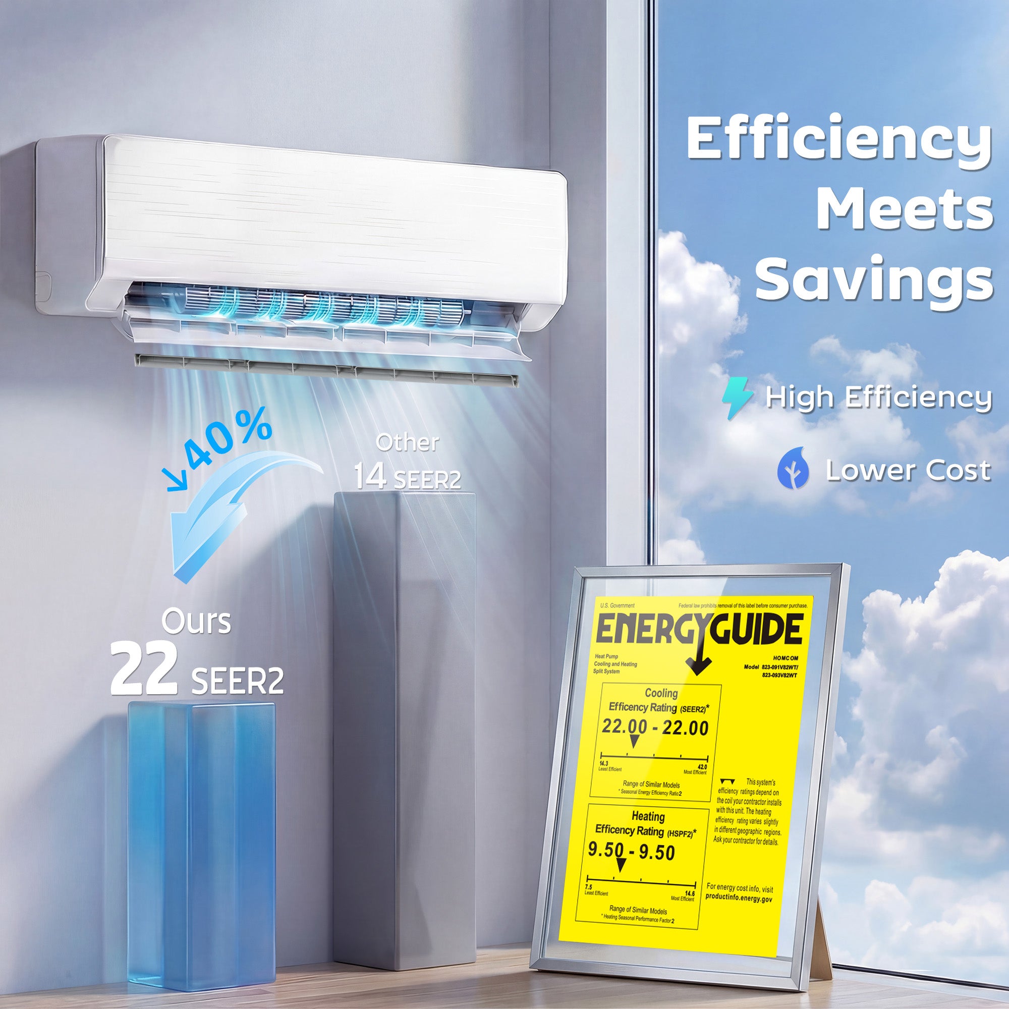 18000 BTU Mini Split Air Conditioner and Heat Pump, 22 SEER2 230V WIFI Enabled Energy Efficient Ductless Inverter AC Unit Cools up to 1250 Sq.Ft, Works with Alexa, Installation Kit