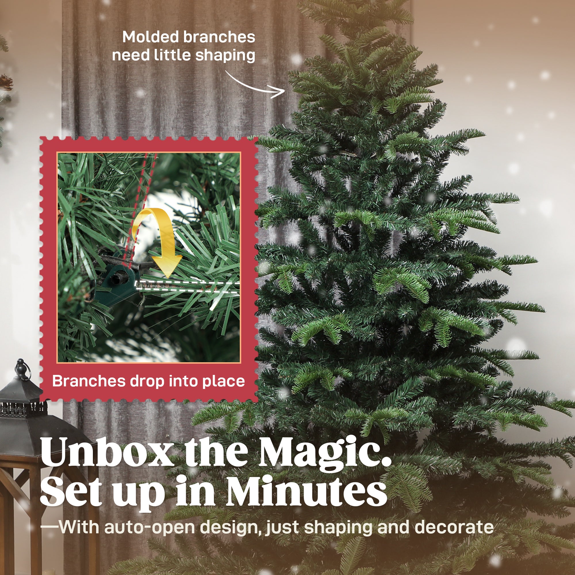 5ft Artificial Christmas Tree with Realistic Tips, Wide Shape, Hinged Xmas Tree with Foldable Metal Stand for Home Decoration, Flame-Retardant, Easy Assembly, Green