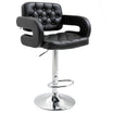 HOMCOM Swivel Bar Stool with Extra Large Seat, PU Leather Upholstered Adjustable Barstool with Back, Arm and Footrest, Breakfast Bar Chair for Bistro, Kitchen, Black
