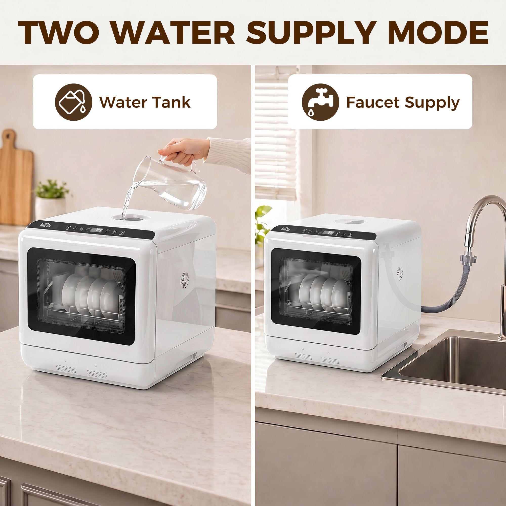 Countertop Dishwasher, Portable Mini Dishwasher with 1.6 Gal Built-in Water Tank, 5 Washing Programs, Air-Dry Function, 158°F High-Temp, No Hookup Needed, 4 Place Settings for Apartments & RVs