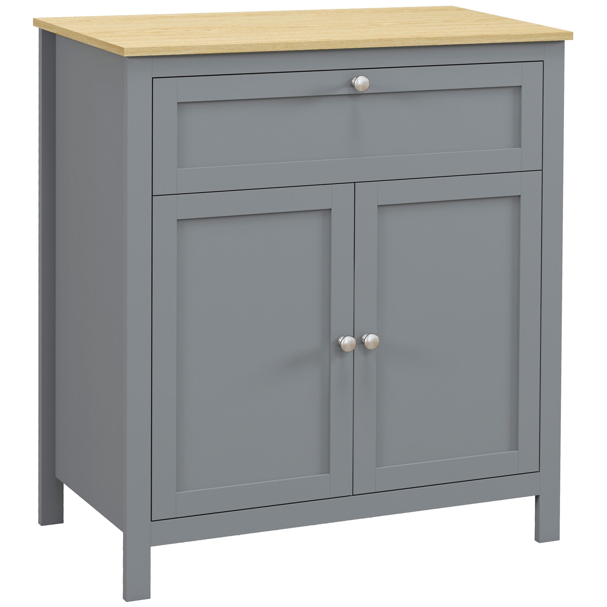 HOMCOM Storage Cabinet, Sideboard Buffet Cabinet with Drawer, Double Door Cupboard and Adjustable Shelf, Grey