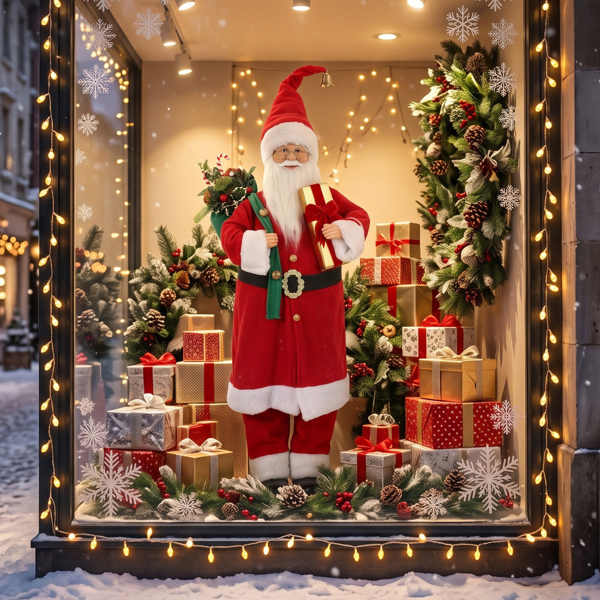 4ft Life Size Singing Dancing Santa Claus, 120 cm Standing Musical Animated Santa with Gift and Sack, Handcrafted, Sound Touch Activated, Moving Christmas Figure Decoration